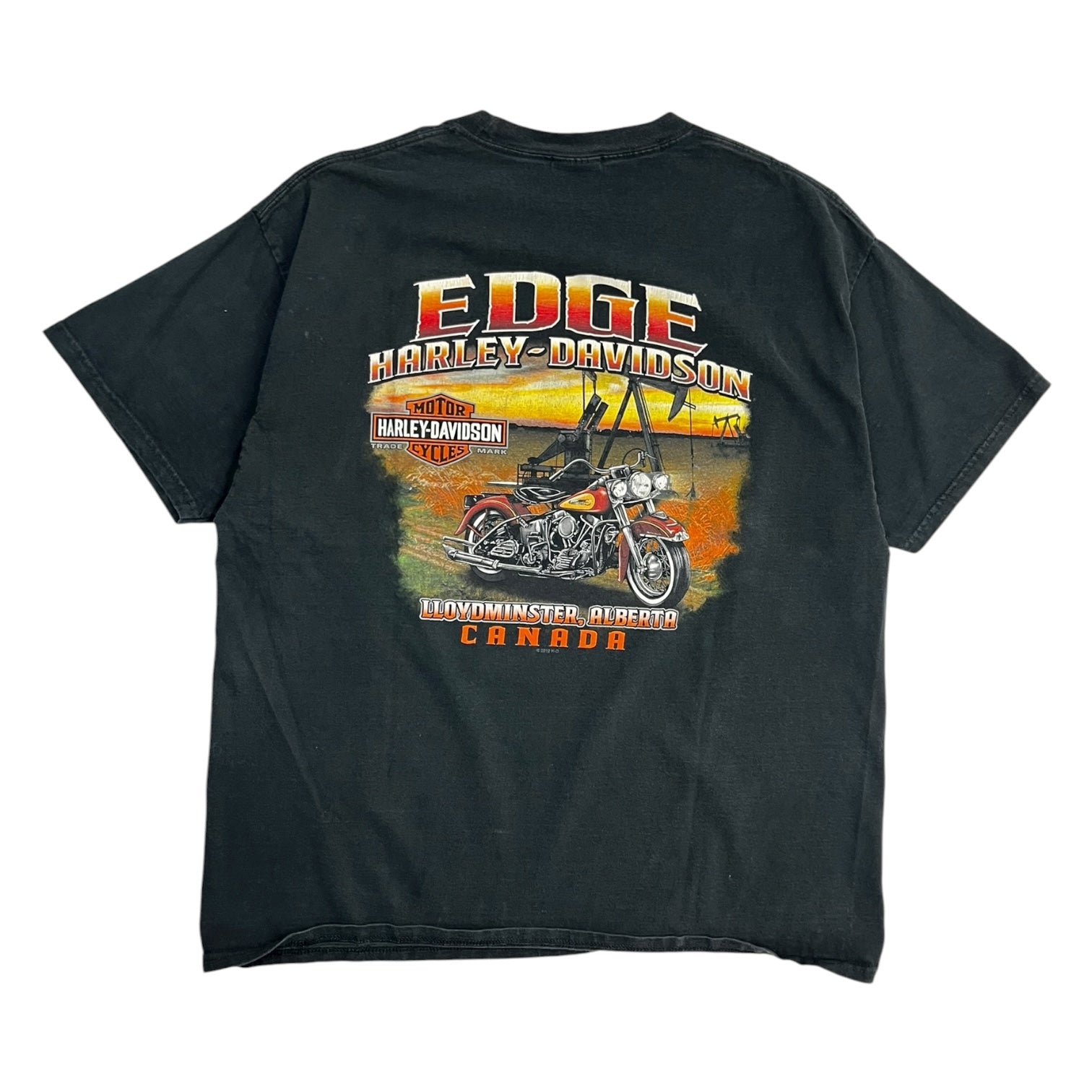 Harley Davidson Lloydminster Alberta T-Shirt Faded Black