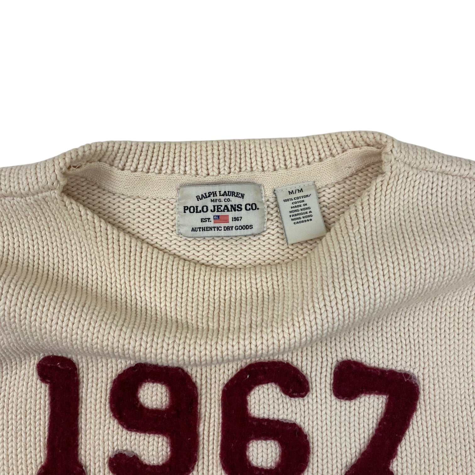 Vintage Polo Ralph Lauren 1967 Cable Knit Sweater Cream