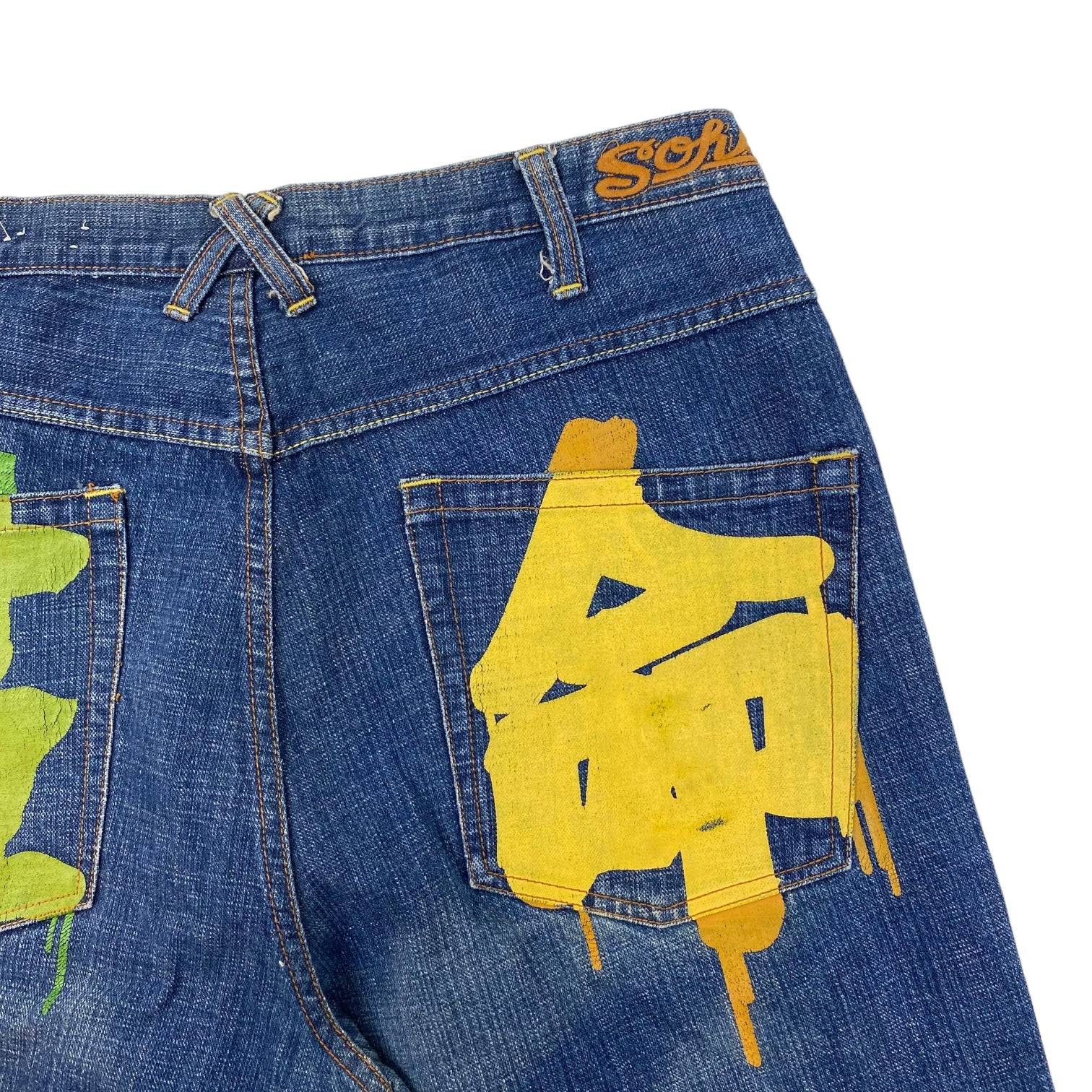 Y2K Hip Hop Sohk Dark Wash Graffiti Jeans