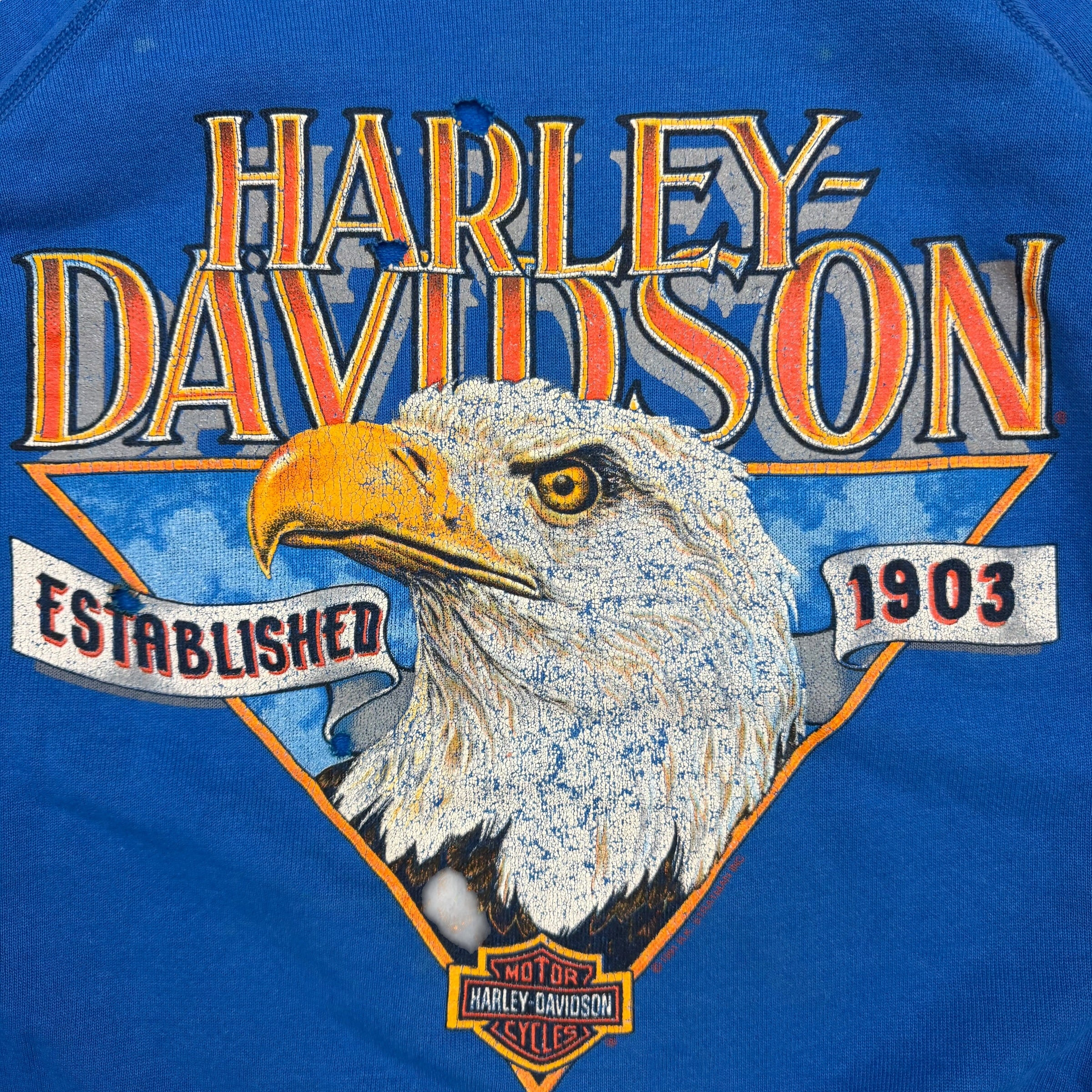 1991 Harley Davidson Quebec Eagle Crewneck Royal Blue