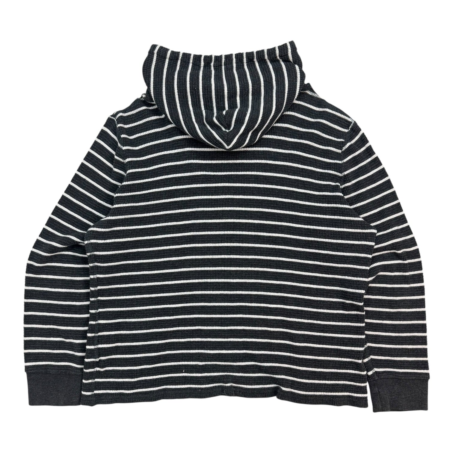 Vintage Polo Ralph Lauren Striped Waffle Knit Thermal Hoodie Black/White