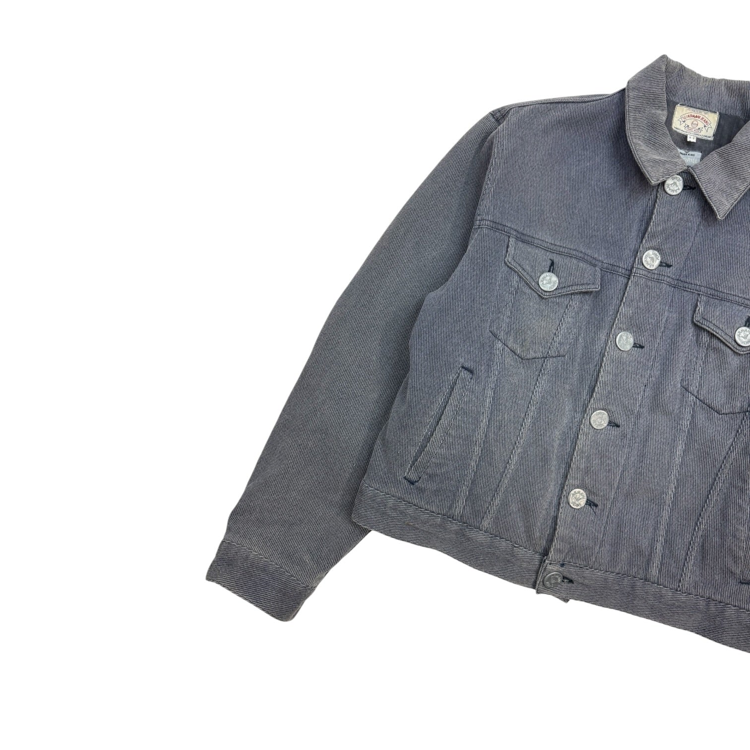 Vintage Armani Jeans Quilted Trucker Jacket Grey