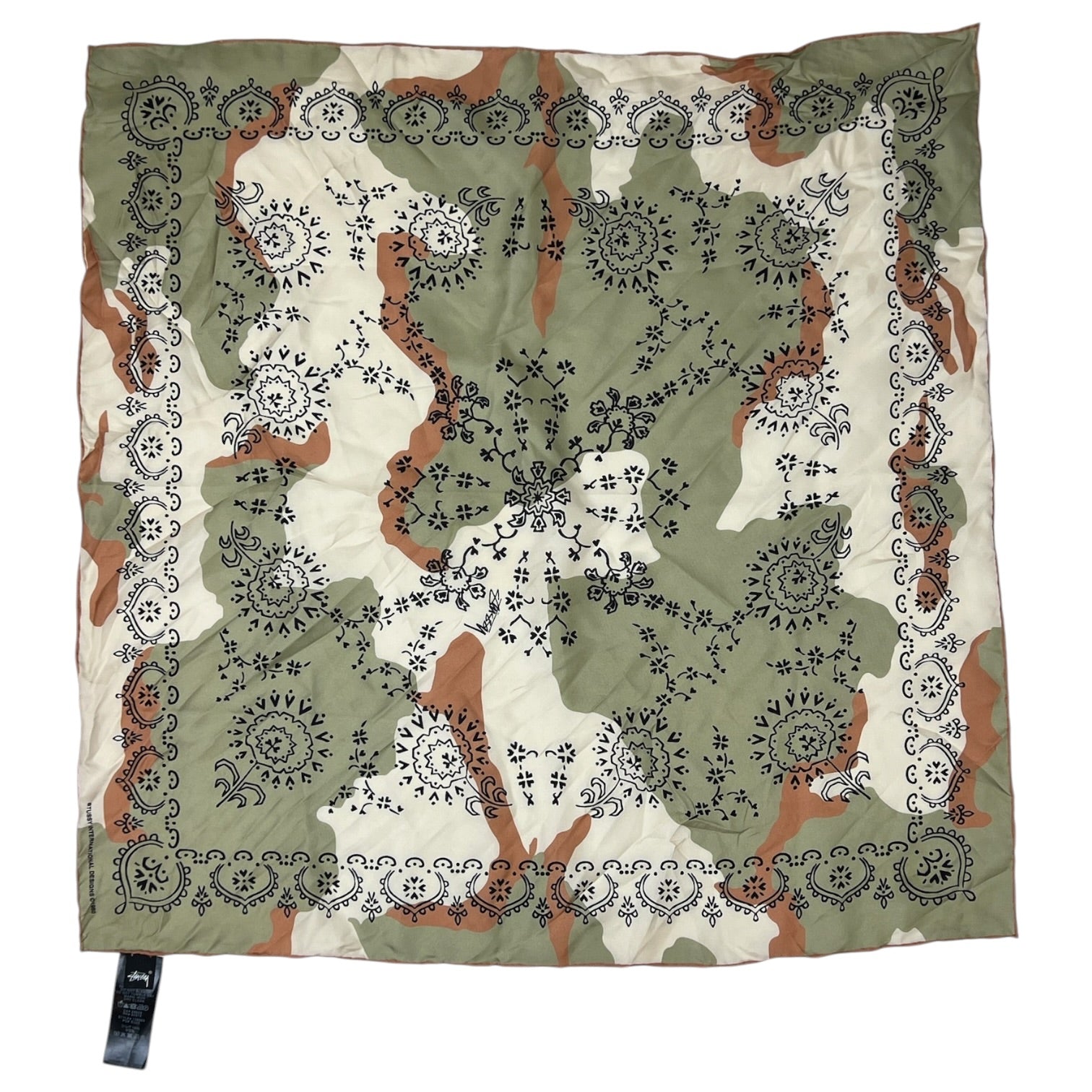 Stussy Silk Bandana Camo Pattern Olive Green