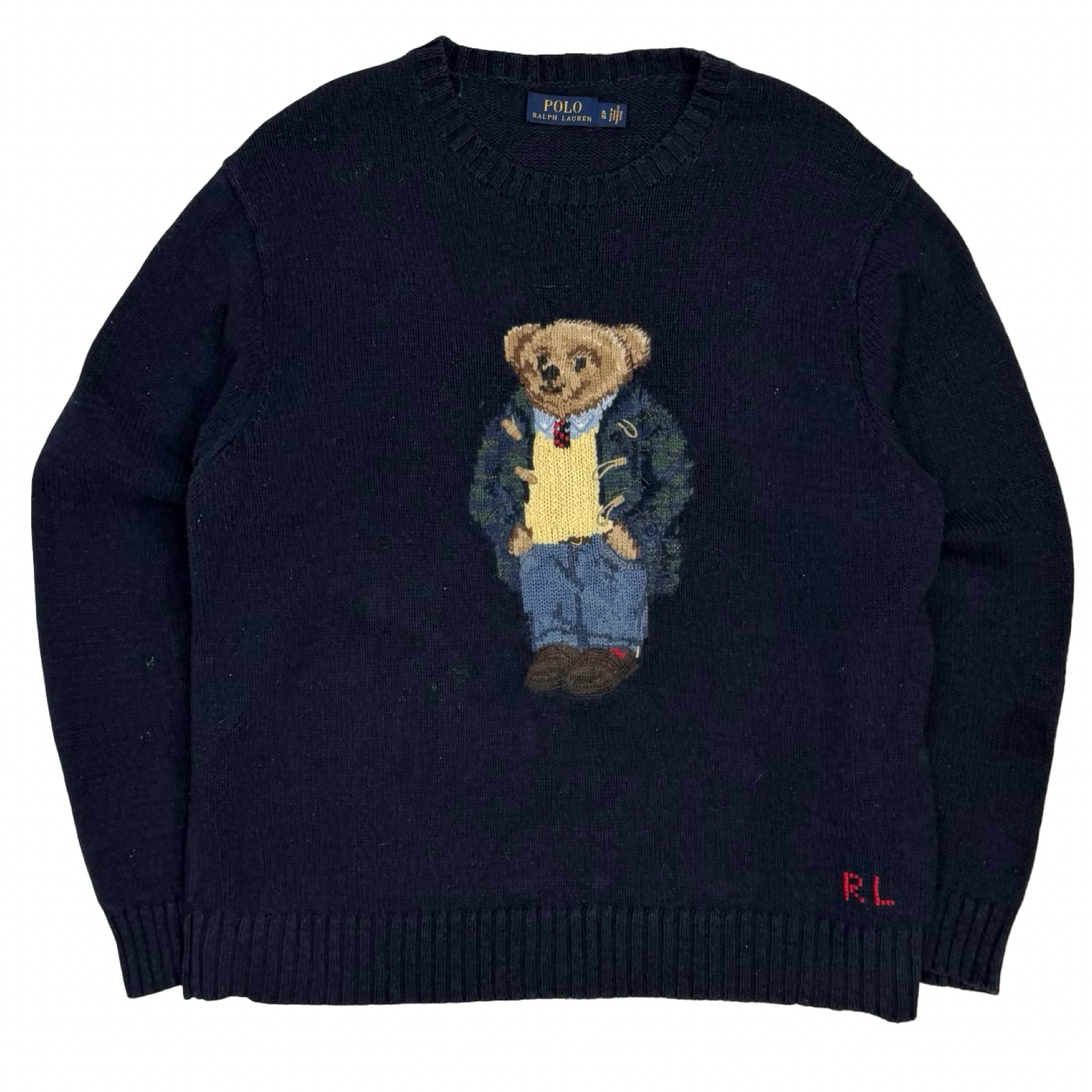 Vintage Polo Ralph Lauren Bear Knit Crewneck Navy