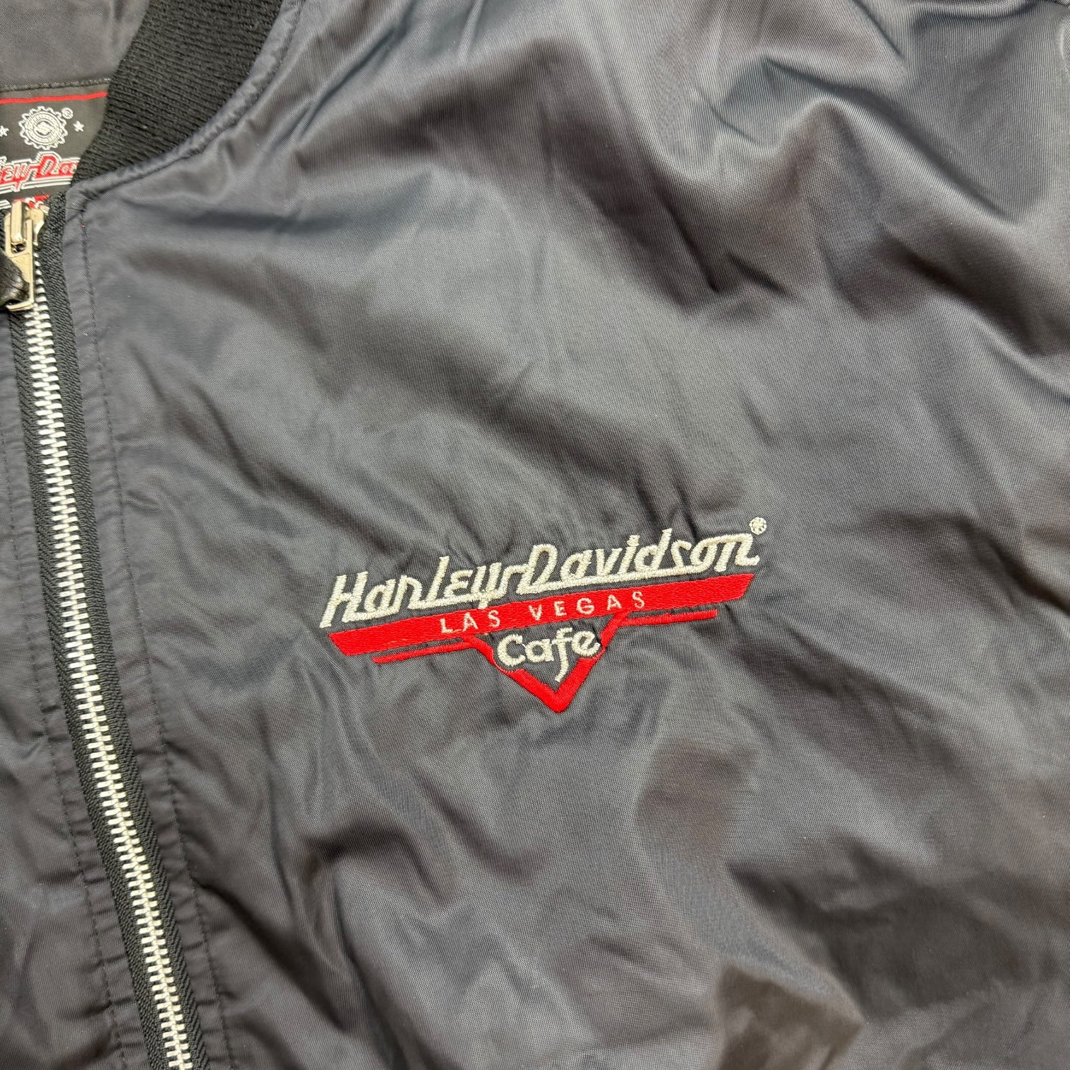 Vintage Harley Davidson Cafe Bomber Jacket Black