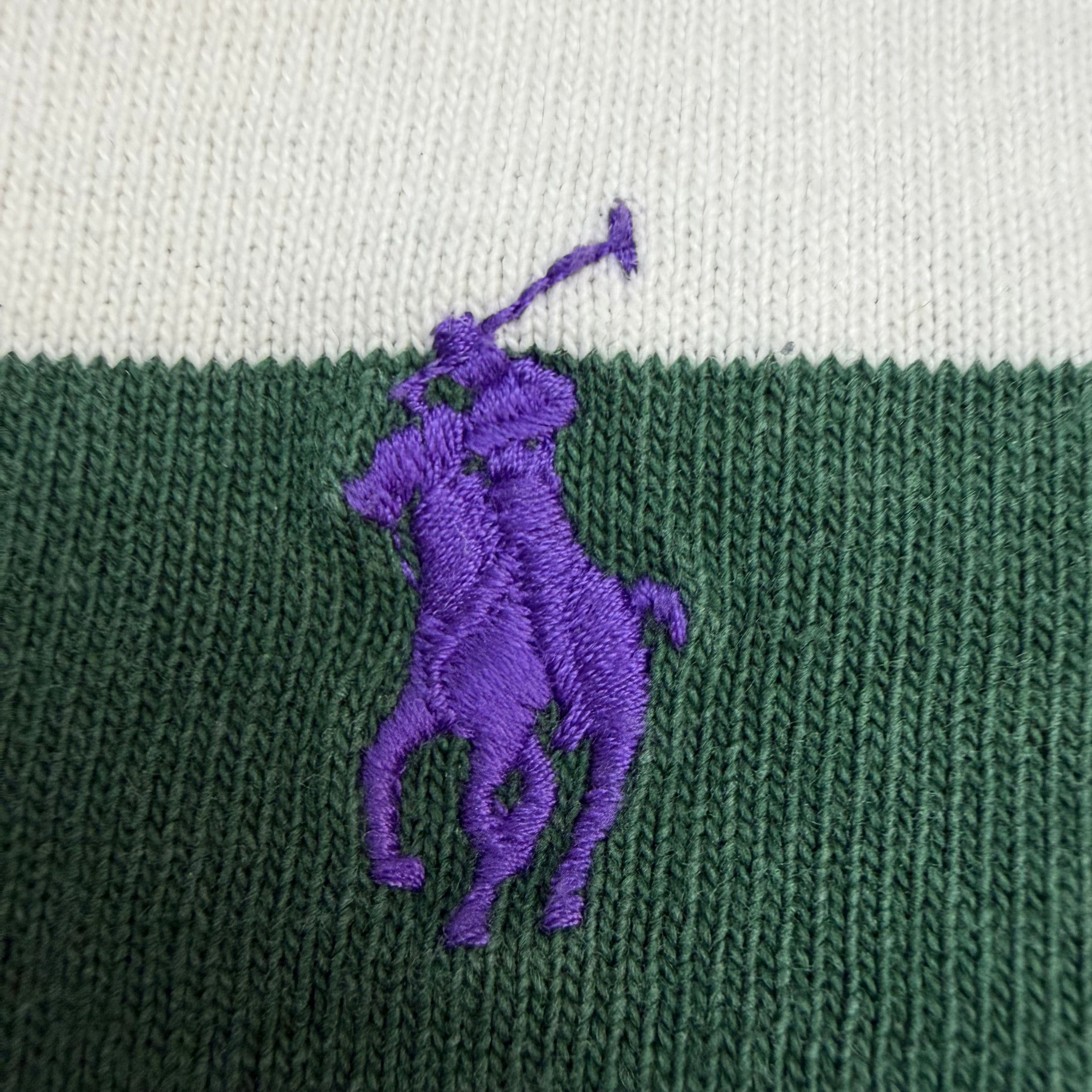 Vintage Polo Ralph Lauren Longsleeve Striped Rugby Green/White