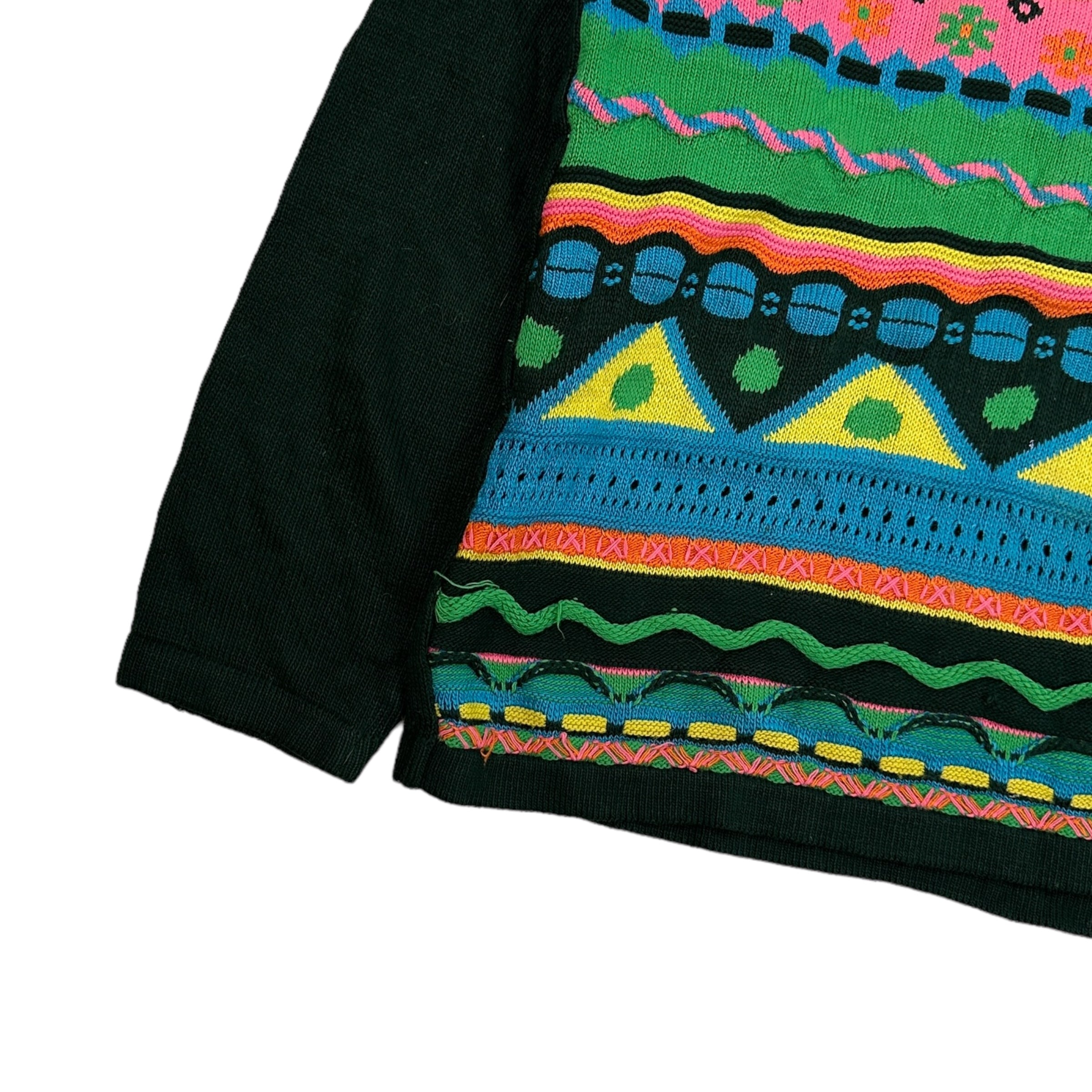 Vintage Tek And Still Coogi Style Knit Forest Green/Yellow