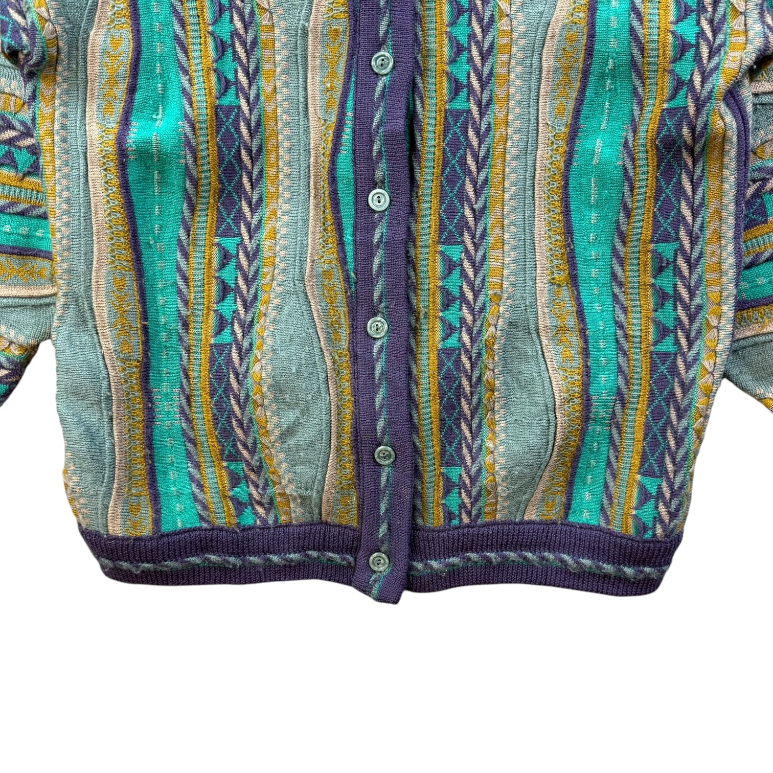 Vintage Mulga Classics Knit Cardigan Green/Purple