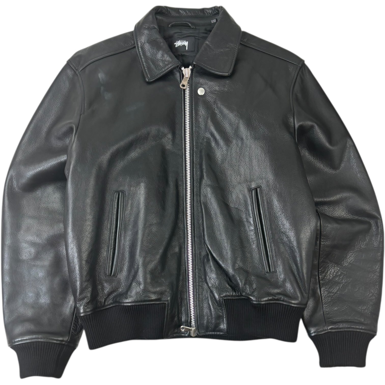 Stussy Leather Flight Jacket Black