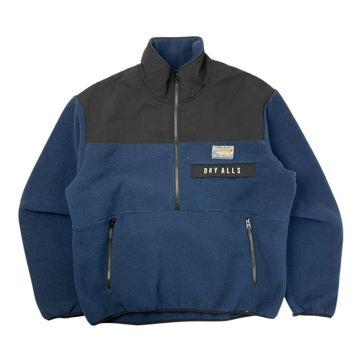 Human Made Half Zip Fleece Pull Over Navy