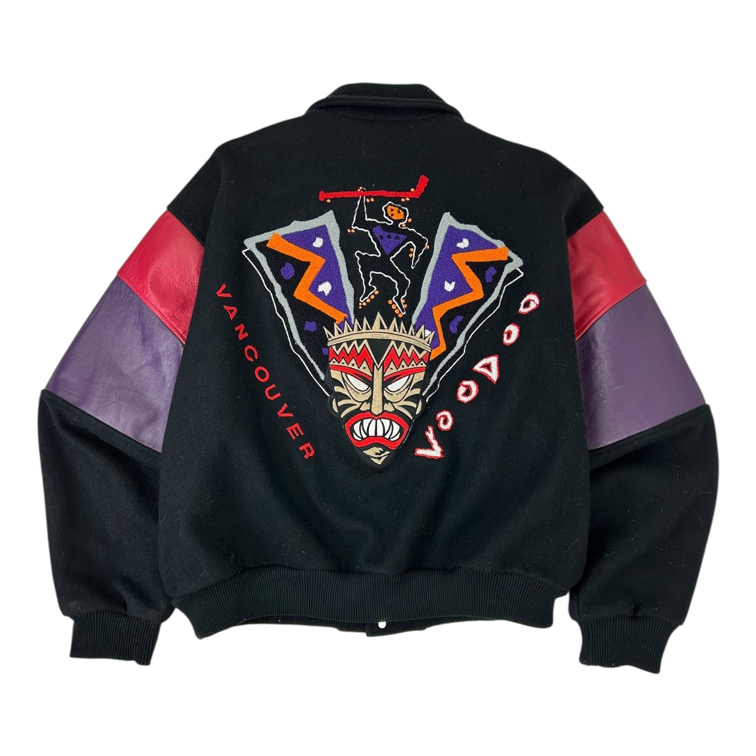 Vintage Vancouver Voodoo Varsity Jacket Black