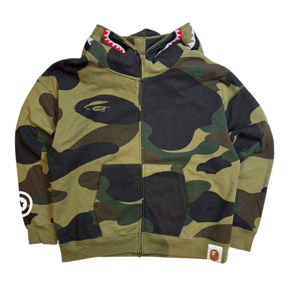Bape 1st Camo Shark Full Zip Hoodie Green