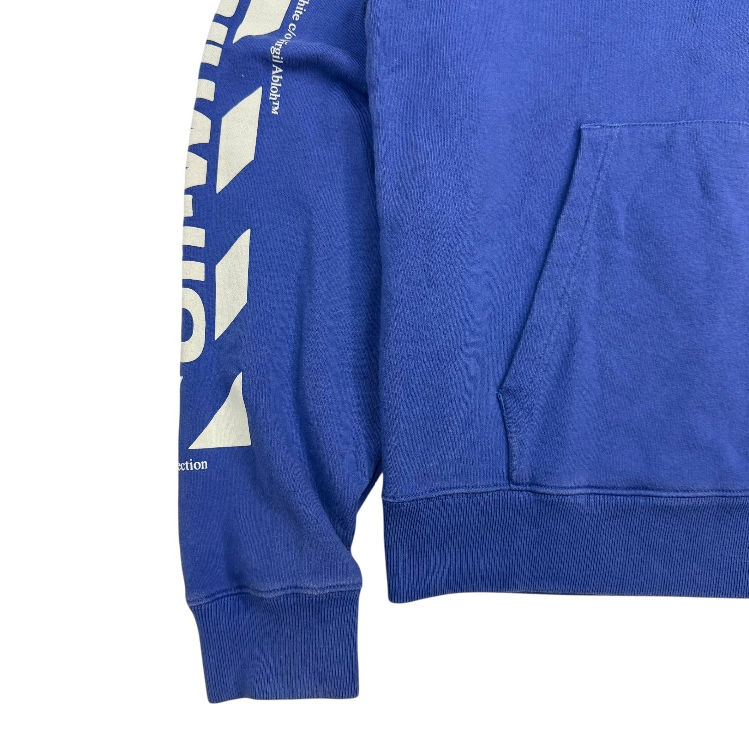 Off-White Diagonal Split Logo Hoodie Blue