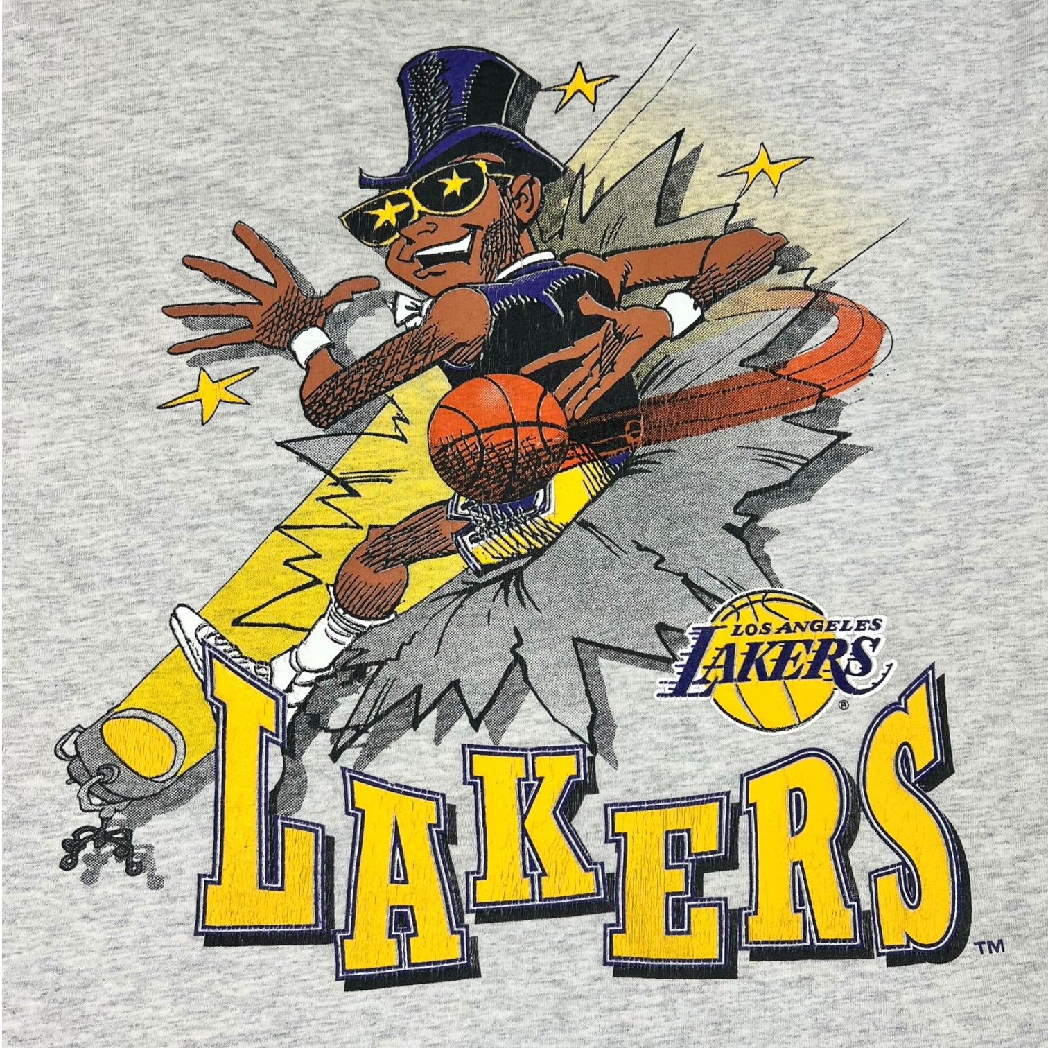 Vintage Nutmeg Mills NBA Los Angeles Lakers Caricature Graphic T-Shirt