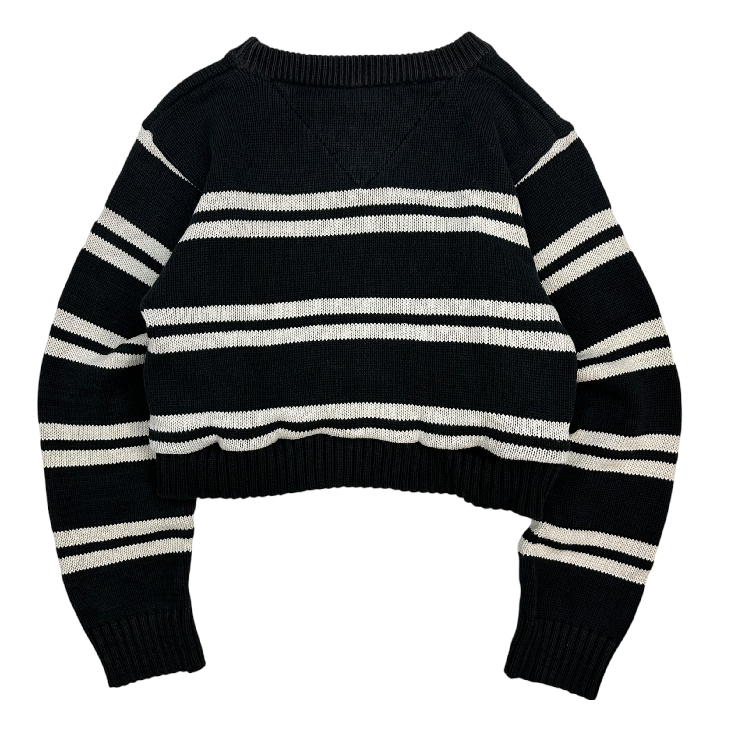 (W) Vintage Tommy Hilfiger Cropped Striped Knit Sweater Black/White