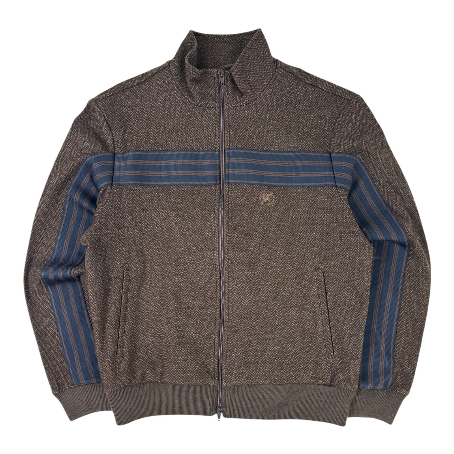 Aime Leon Dore Striped Wool Herringbone Track Jacket Brown