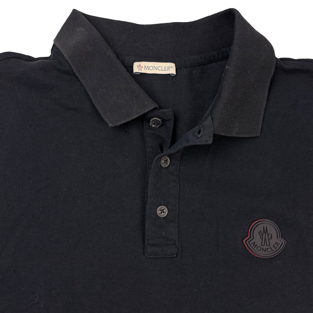 Moncler Logo Patch Cotton Piquet Polo-Shirt Navy