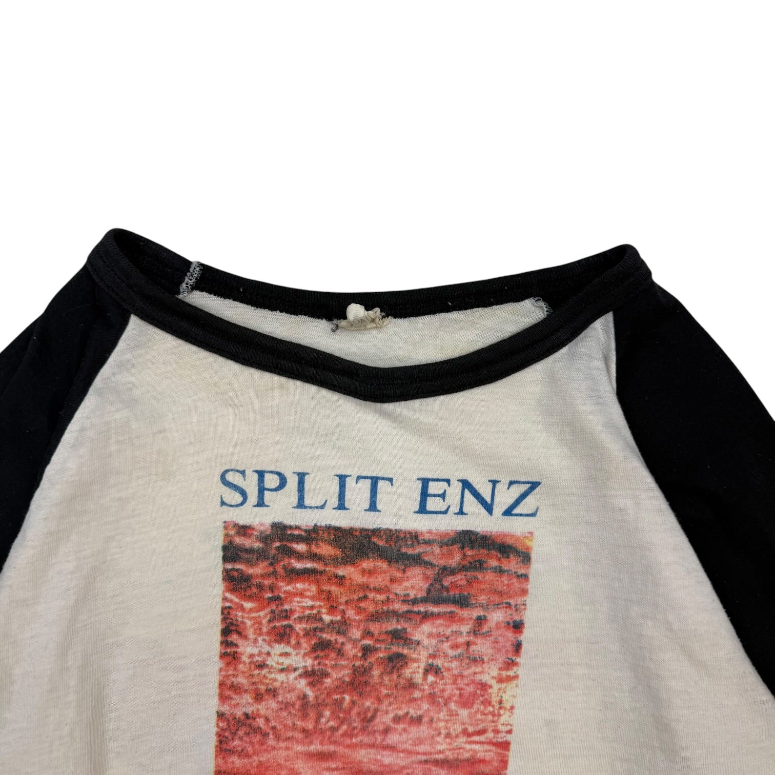 1982 Split Enz ‘Time And Tide’ Tour Raglan Tee White