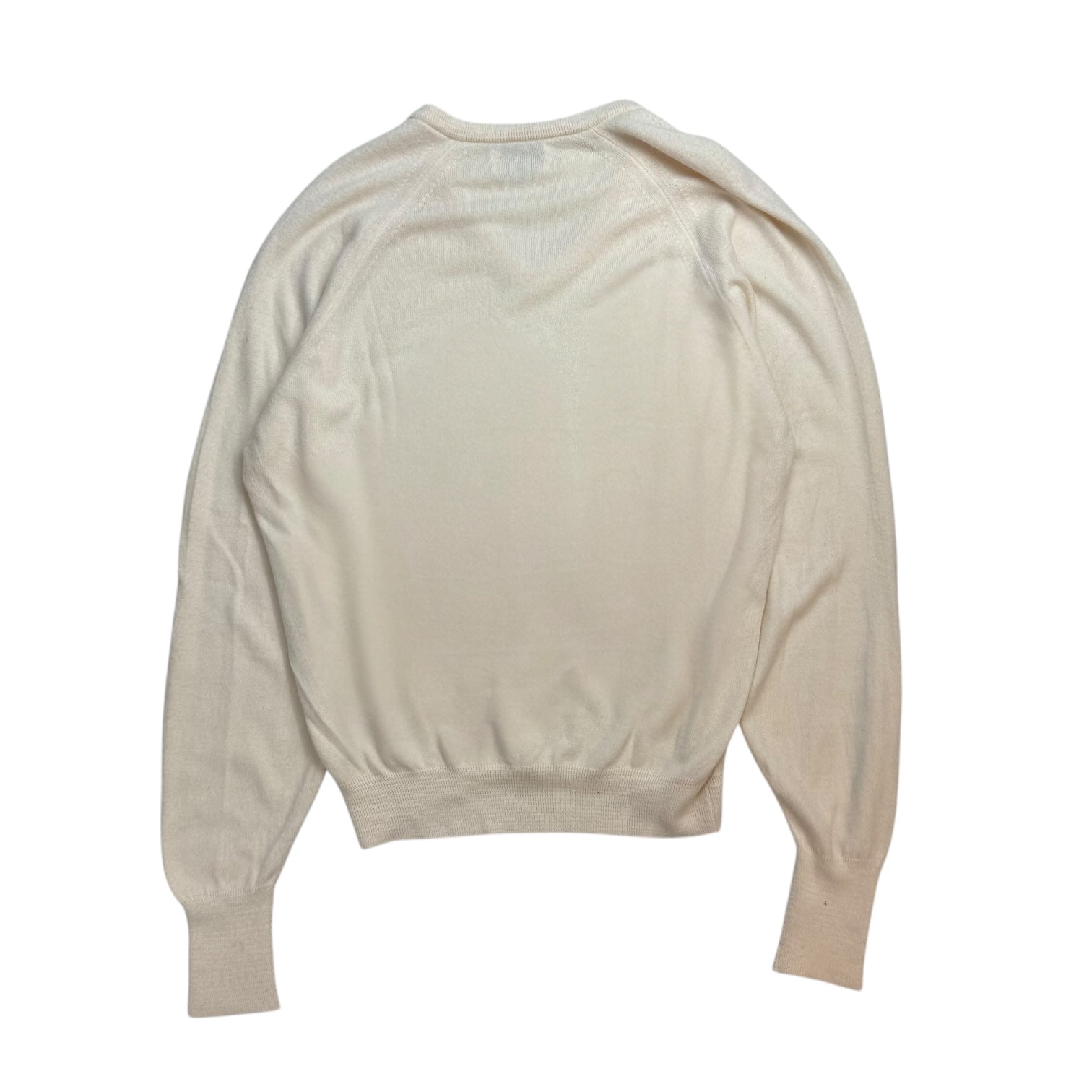 Vintage Christian Dior V neck Knit Sweater Cream