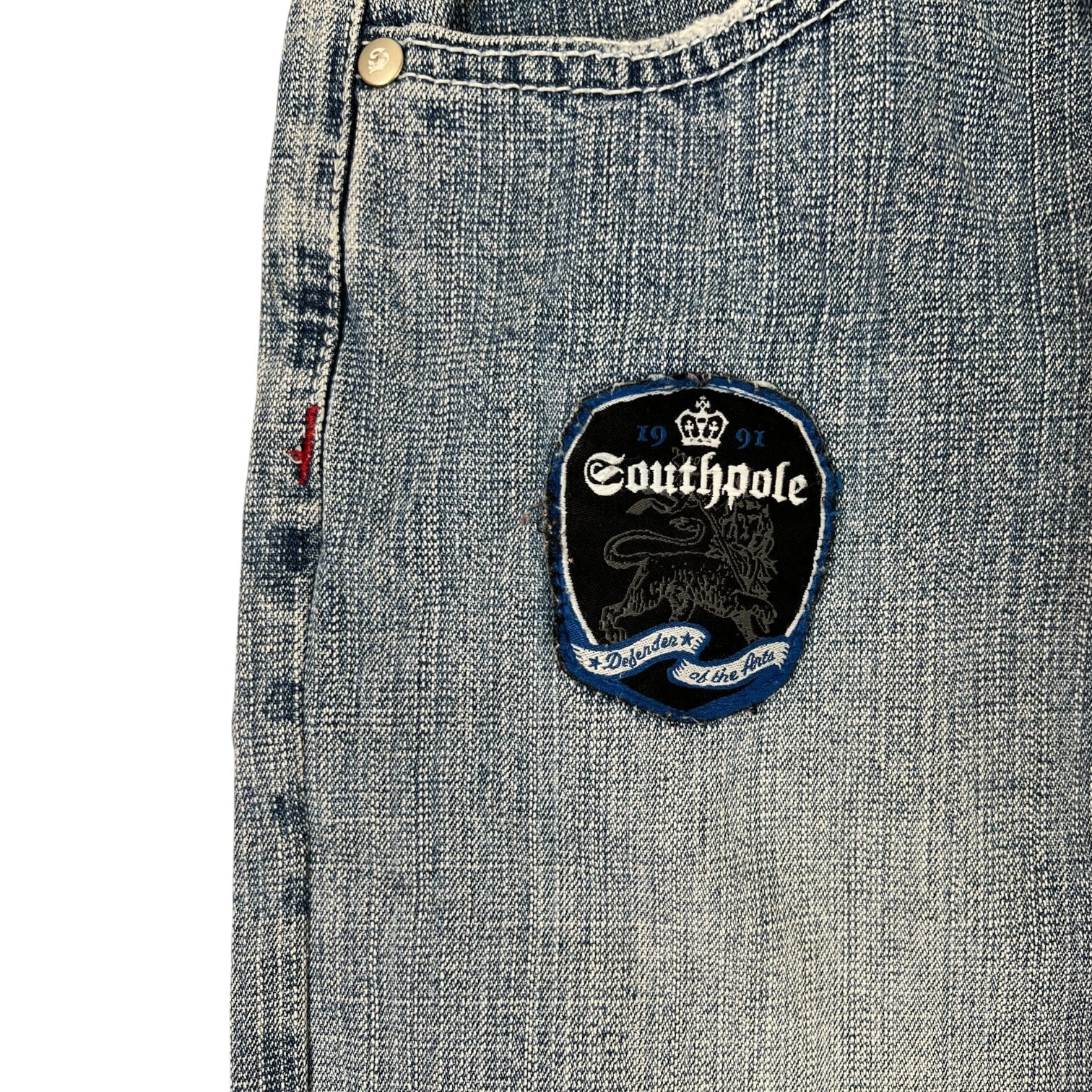 W) Vintage Y2K Southpole Crown Baggy Denim Pant Medium Wash