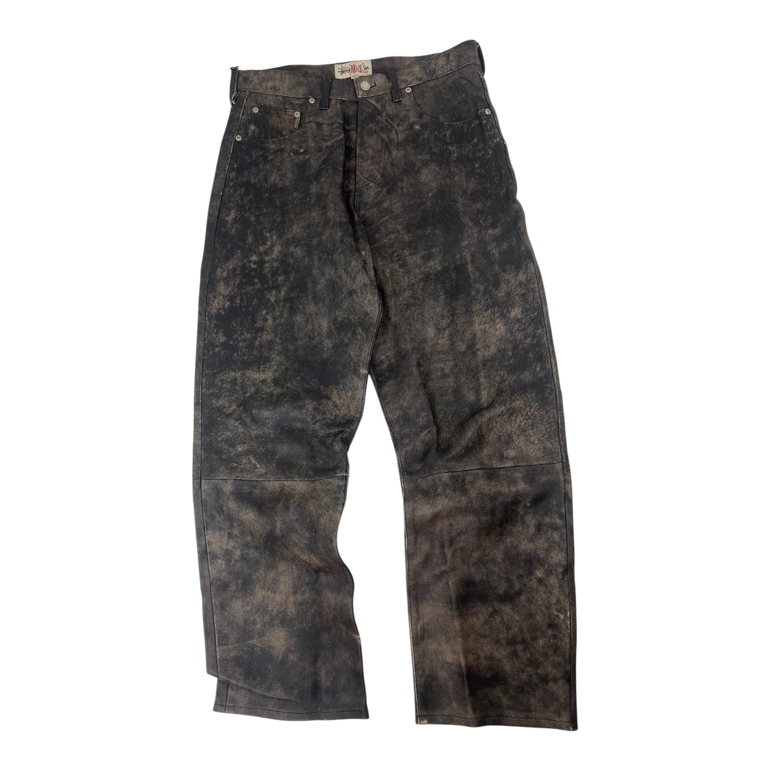 Stussy Distressed Leather Big Ol’ Jean Brown