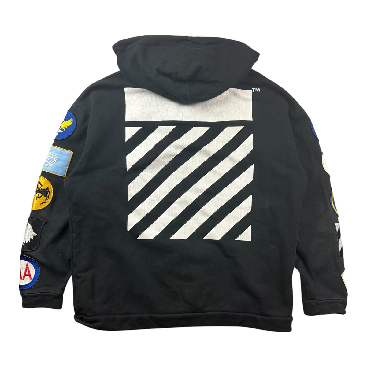 Off-White Patch Detail Zip Hoodie Black