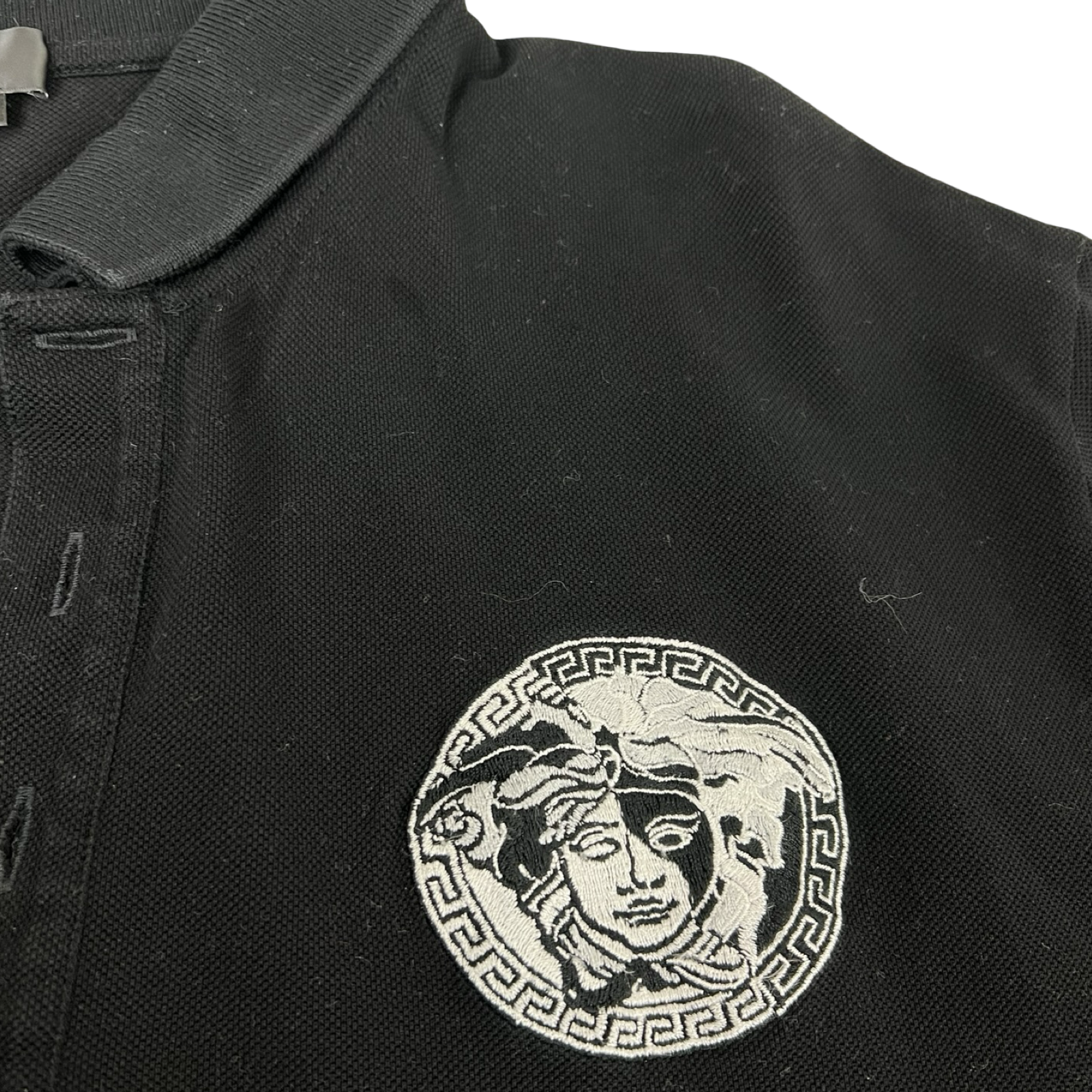 Versace Embroidered Medusa Taylor Fit Polo Shirt Black