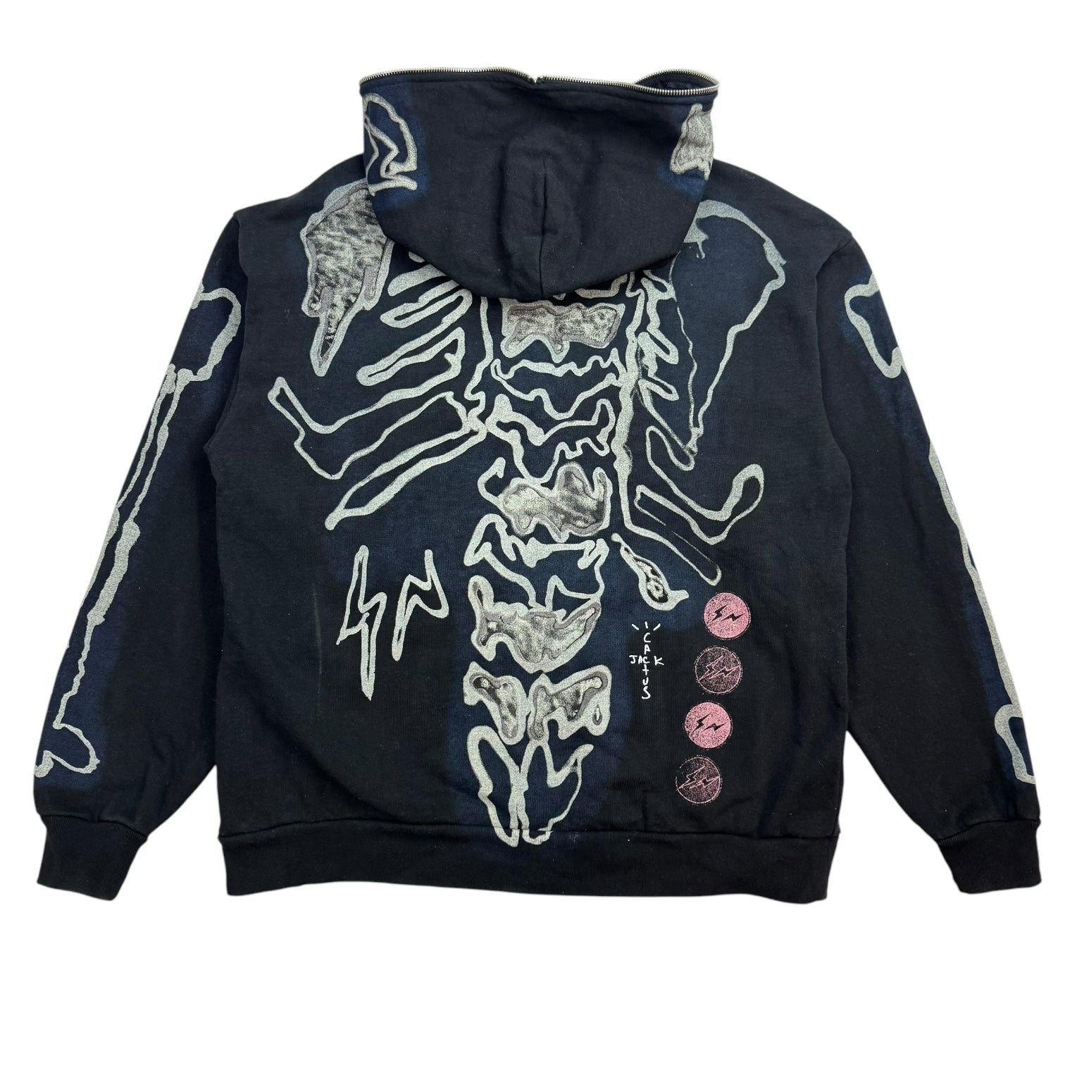 Travis Scott Cactus Jack x Fragment Skeleton Graffiti Full Zip Hoodie Black