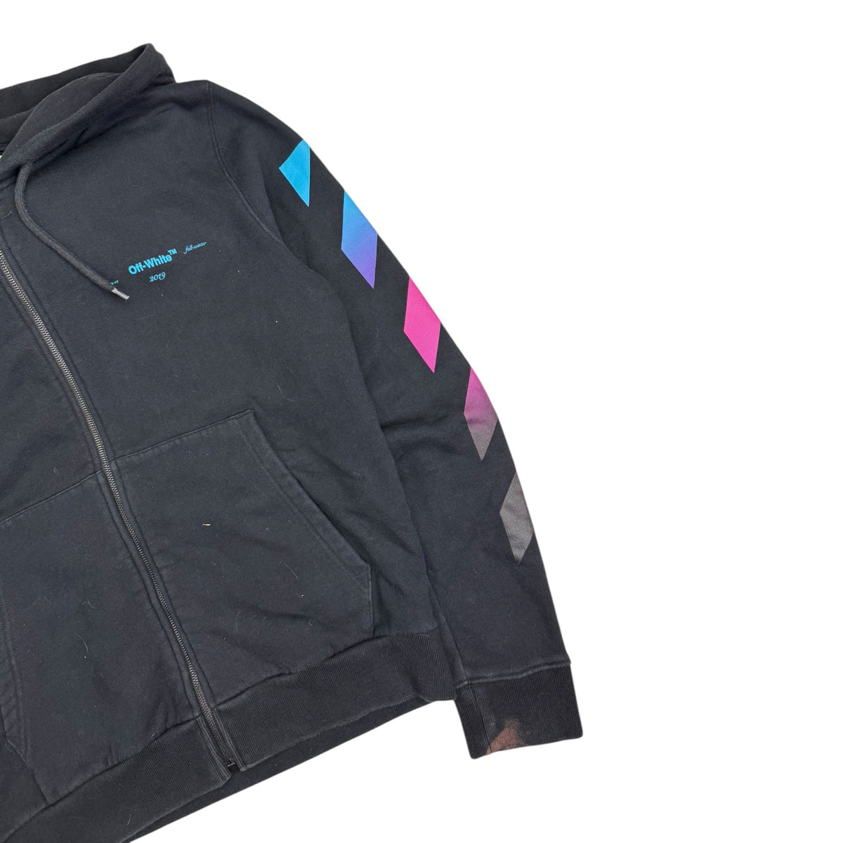 Off-White Diag Gradient Arrows Zip Up Hoodie Black