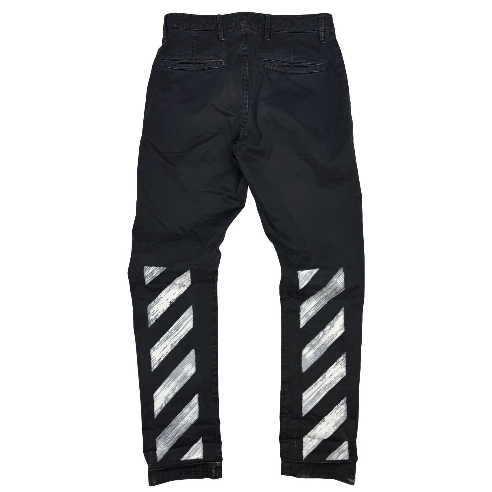 Off-White Diag Print Straight Leg Jeans Black