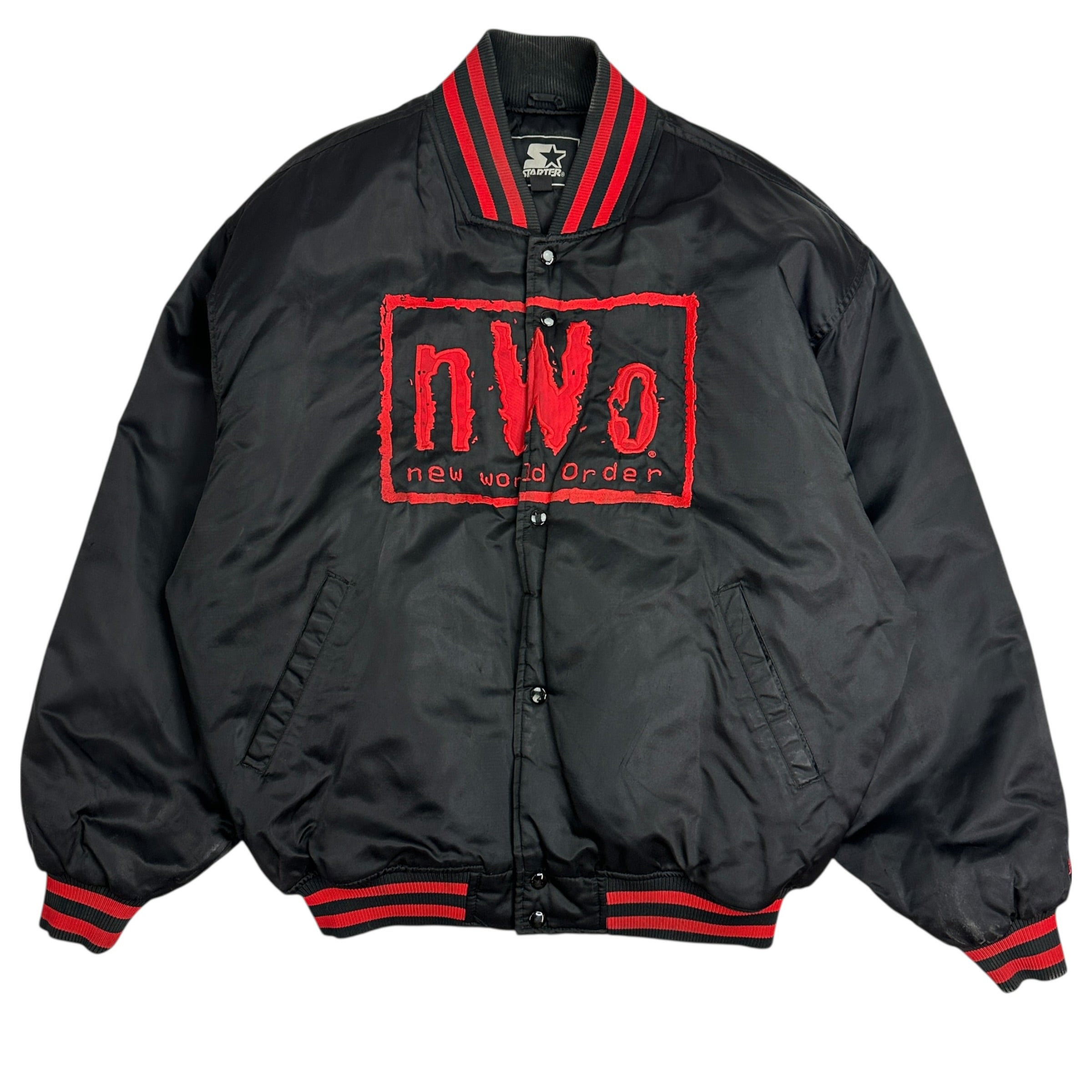 Vintage N.W.O Starter Satin Varsity Jacket Black/Red
