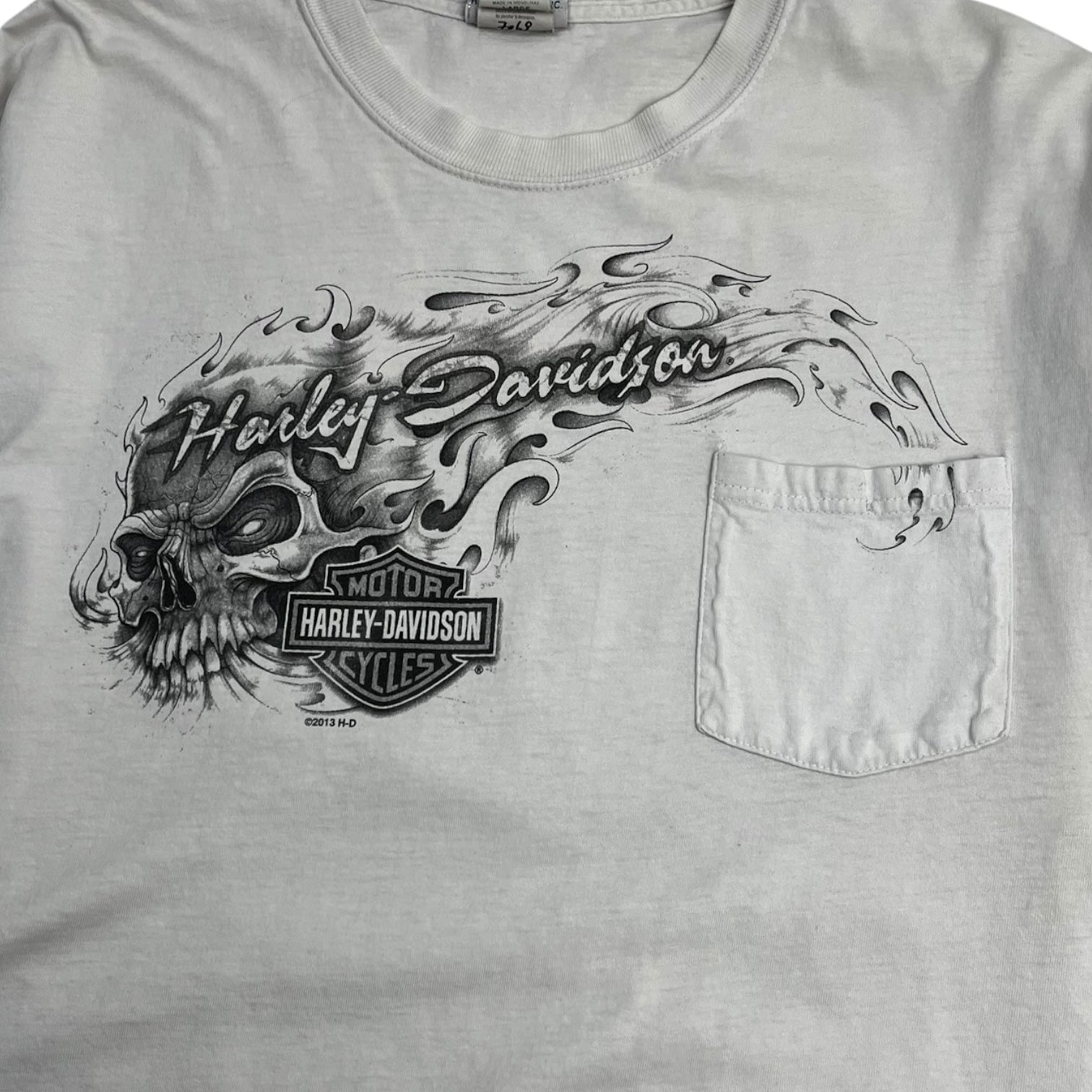 Harley Davidson Skull Pocket Flame Longsleeve T-Shirt
