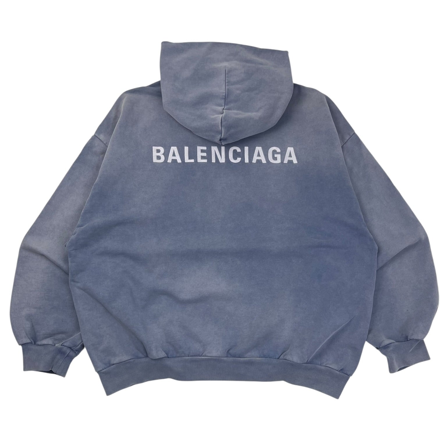 Balenciaga Embroidered Logo Faded Blue Hoodie