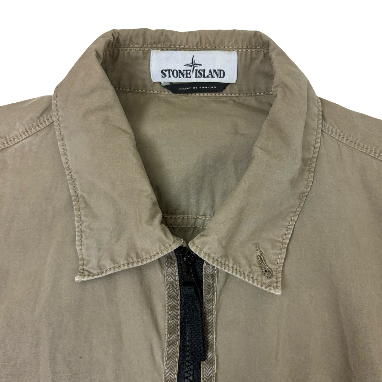Stone Island Pocket Washed Zipper Jacket Olive