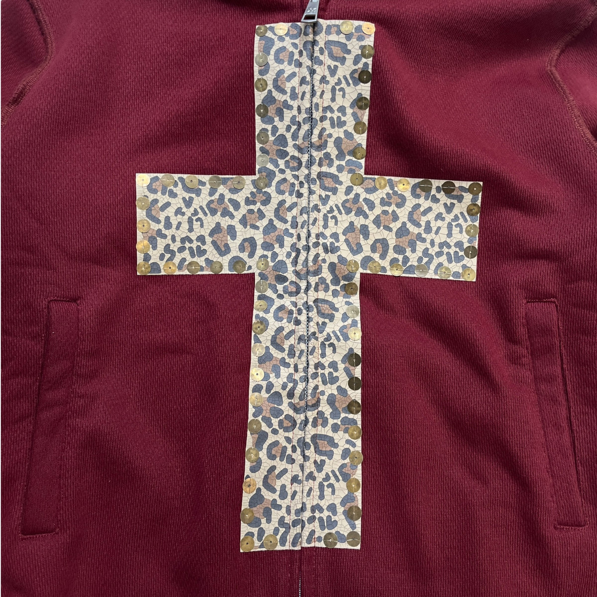 XaLWORCLO No.0 Cross Leopard Print Sequin Hoodie