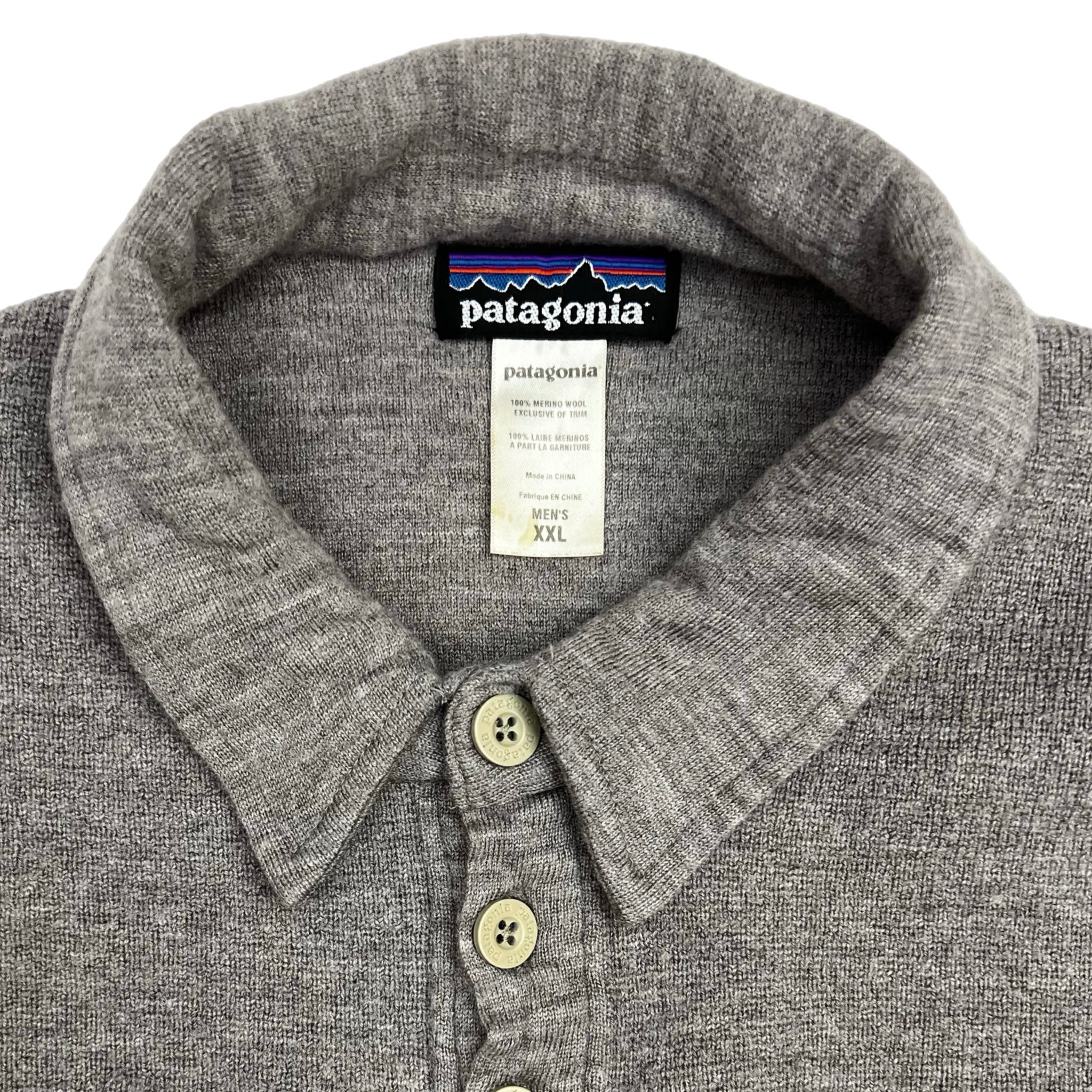 Vintage Patagonia Merino Wool Polo Long Sleeve Grey