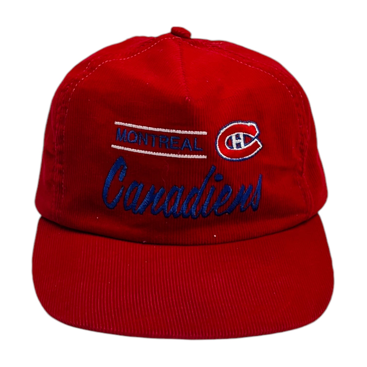 Vintage Montreal Canadians Cord Trucker Style Hat Red