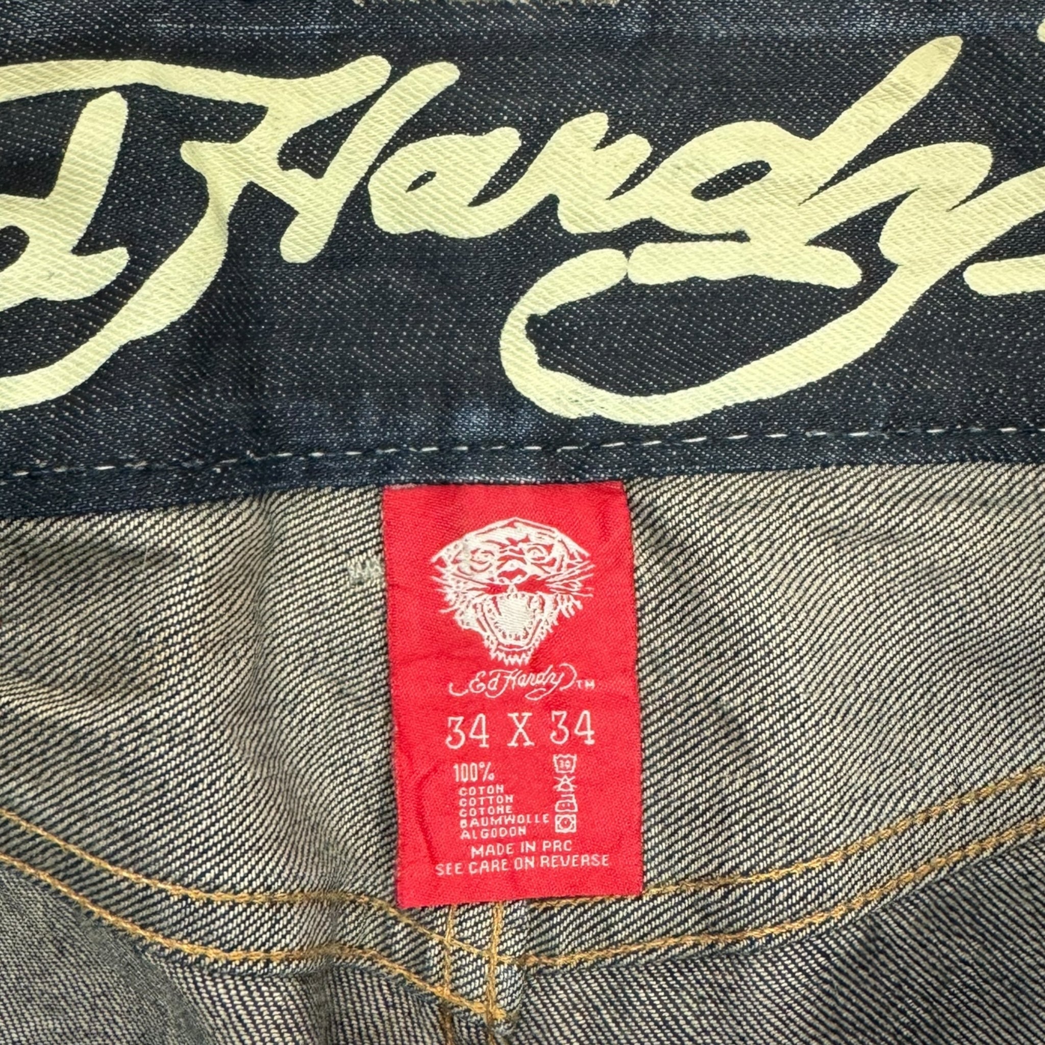 Y2K Ed Hardy Death Glory Light Wash Denim Jeans