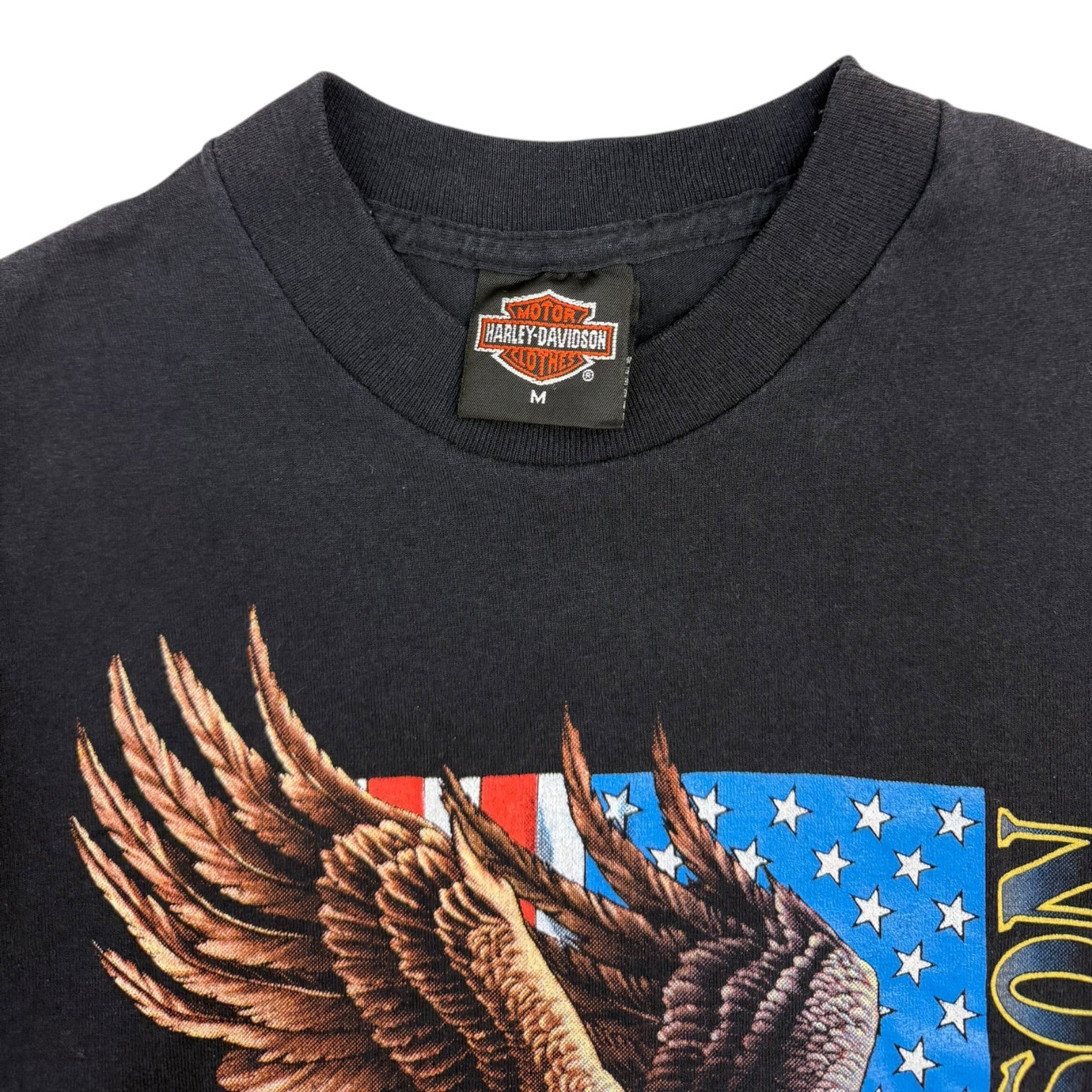 1991 Harley Davidson Eagle 3D Emblem Daytona Beach T-Shirt Black
