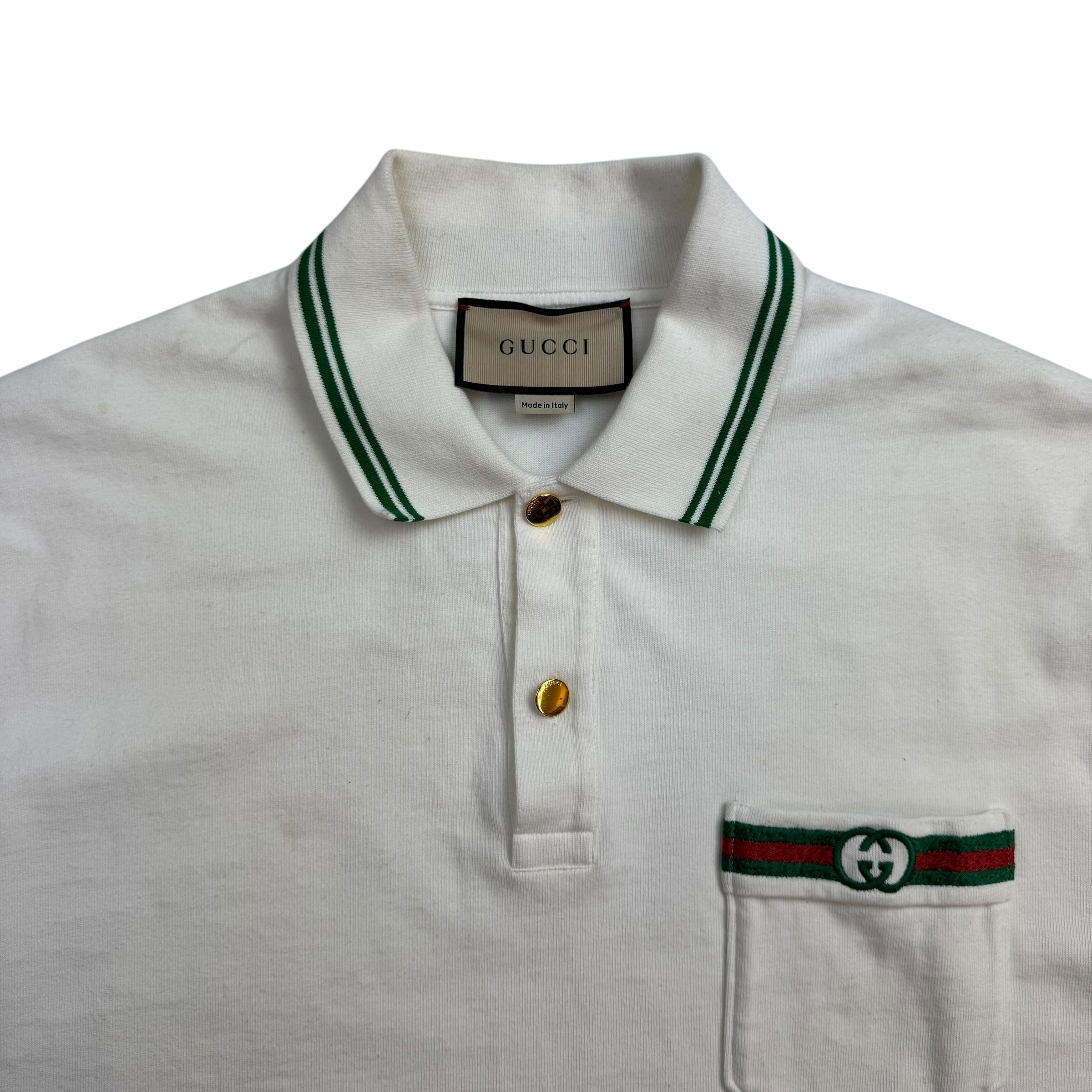 Gucci Web Logo Polo Tee White