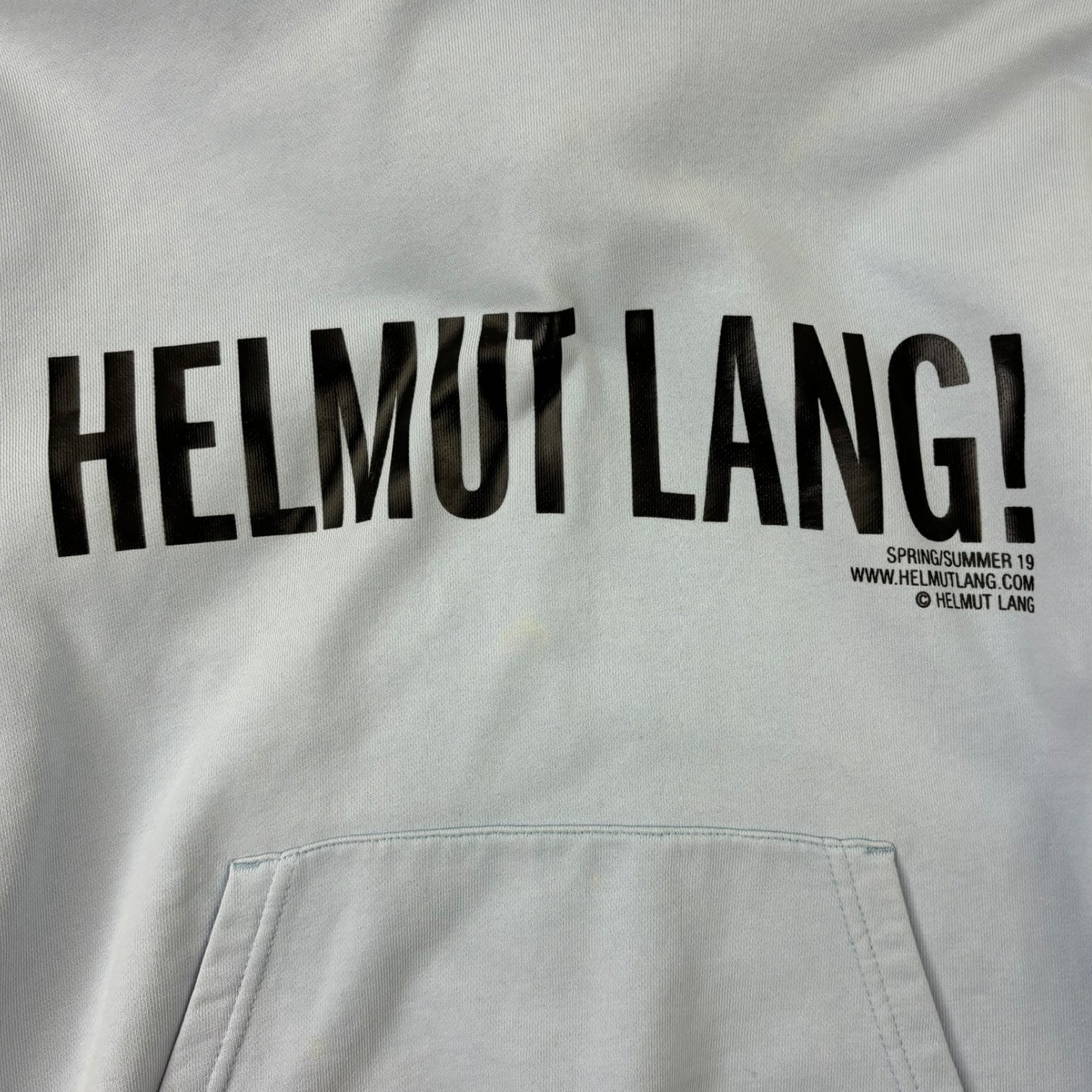 Helmut Lang SS19 Exclamation Hoodie Light Blue