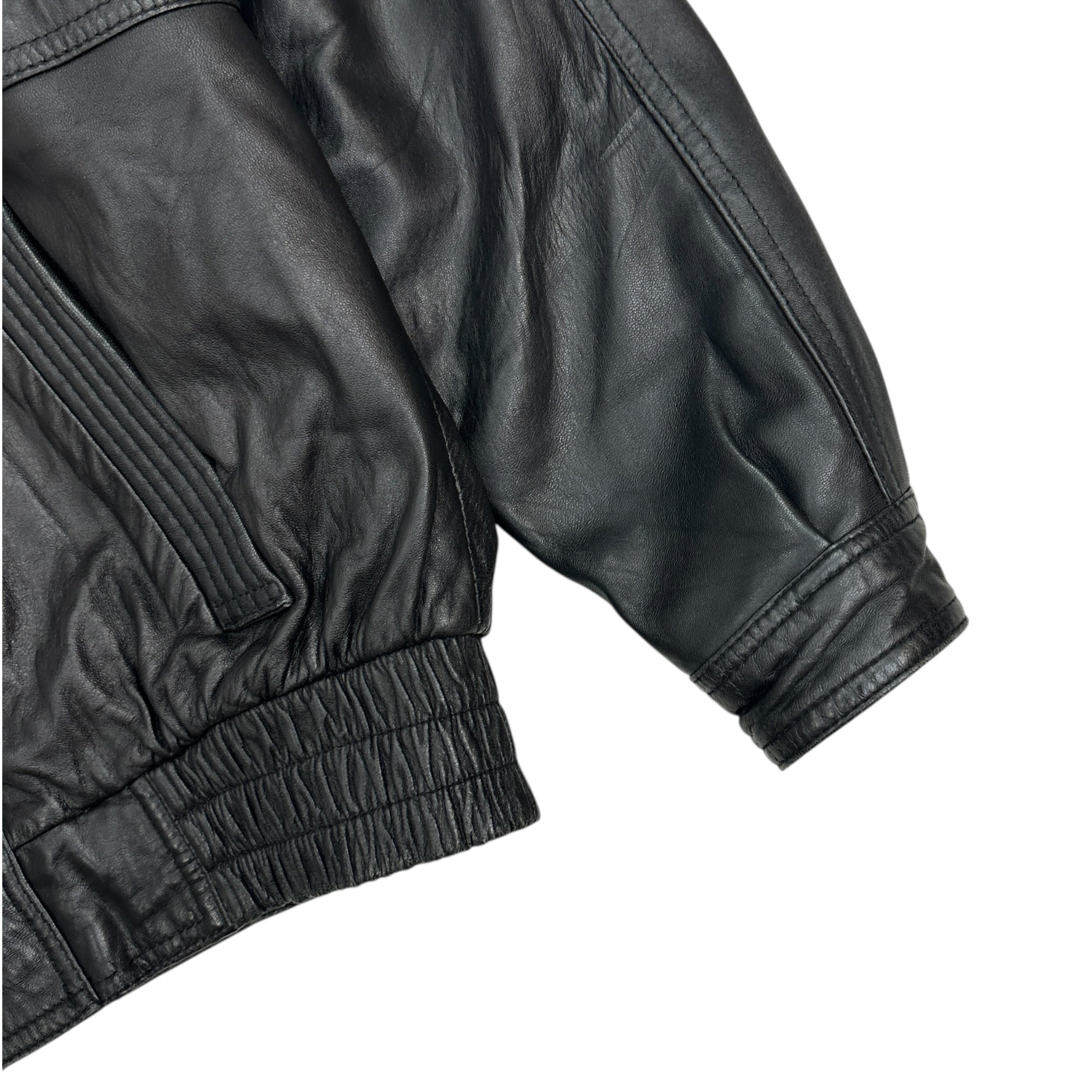 Vintage Christopher Rand Leather Bomber Black/Burgundy