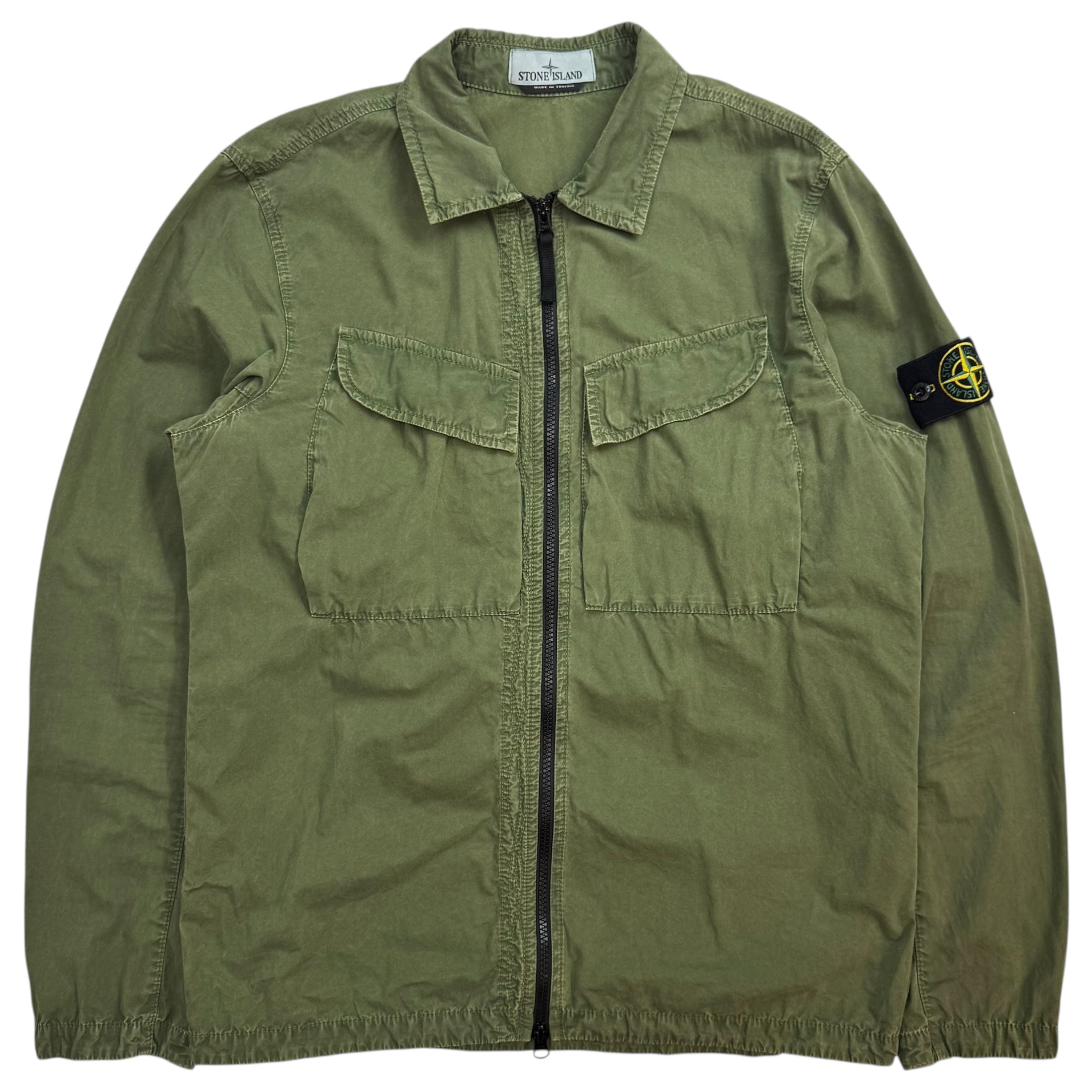 Stone Island Cotton Zipped Up Jacket Green