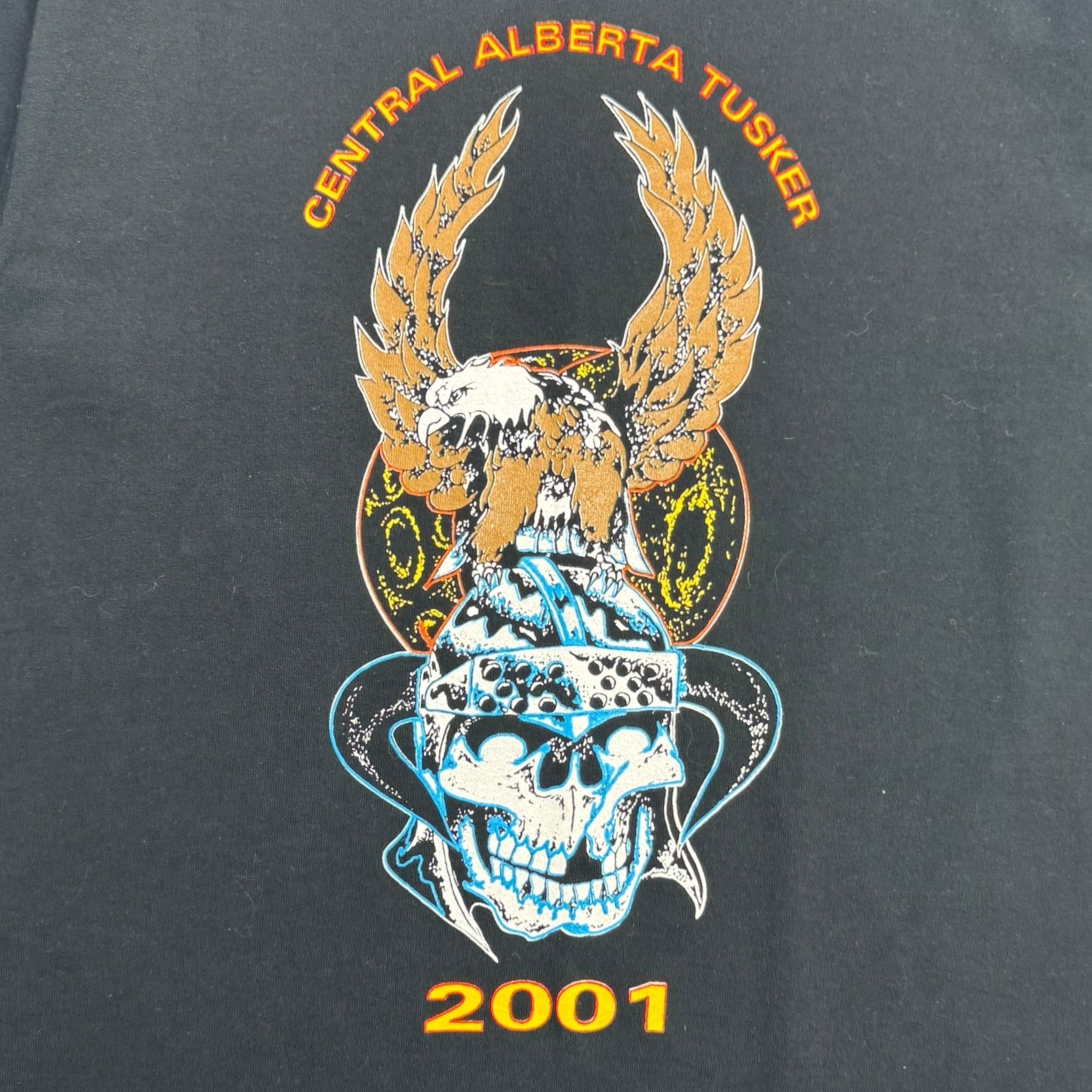2001 Tusker Alberta Eagle & Skull Biker T-Shirt