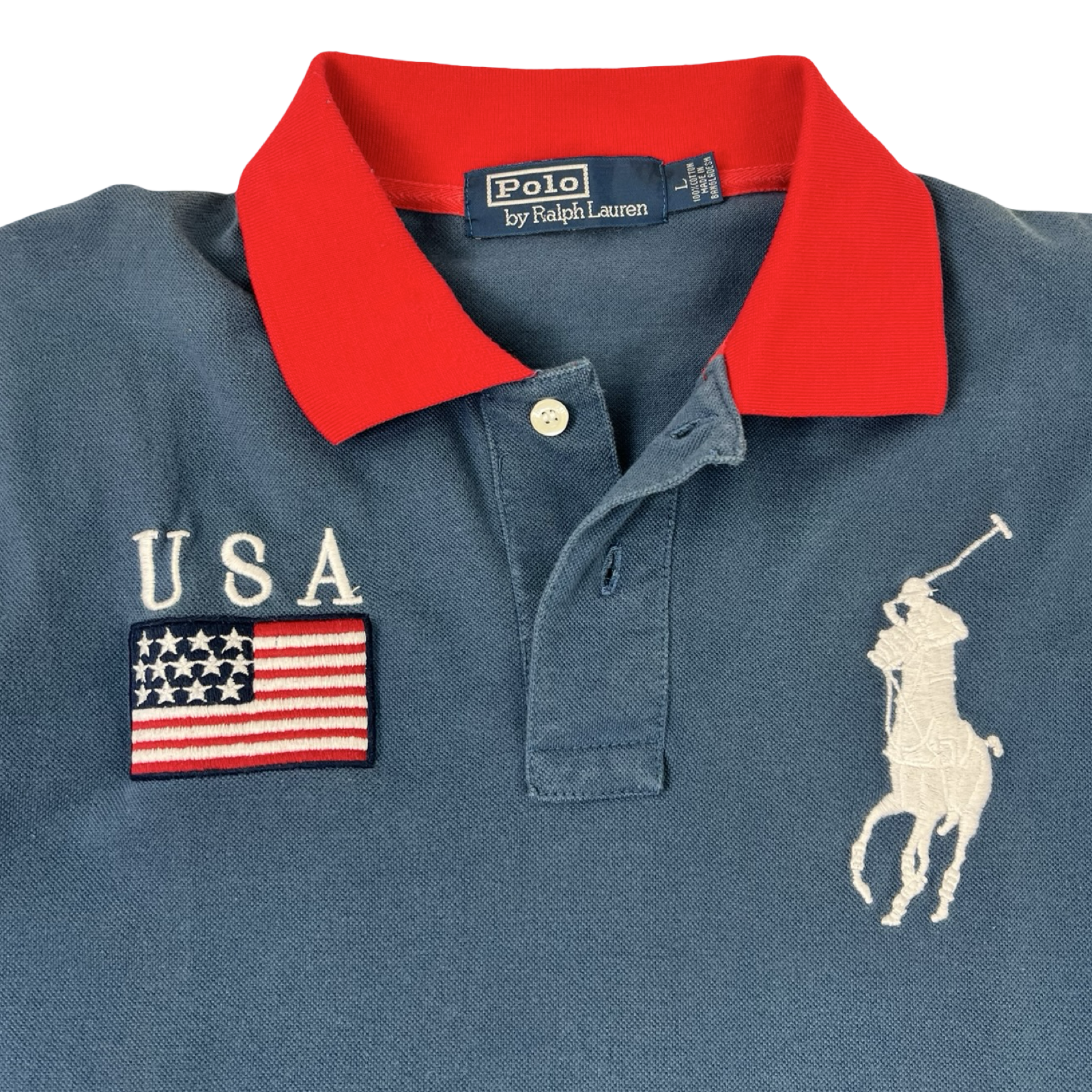 Vintage Polo Ralph Lauren Cotton Team USA Polo Shirt Blue