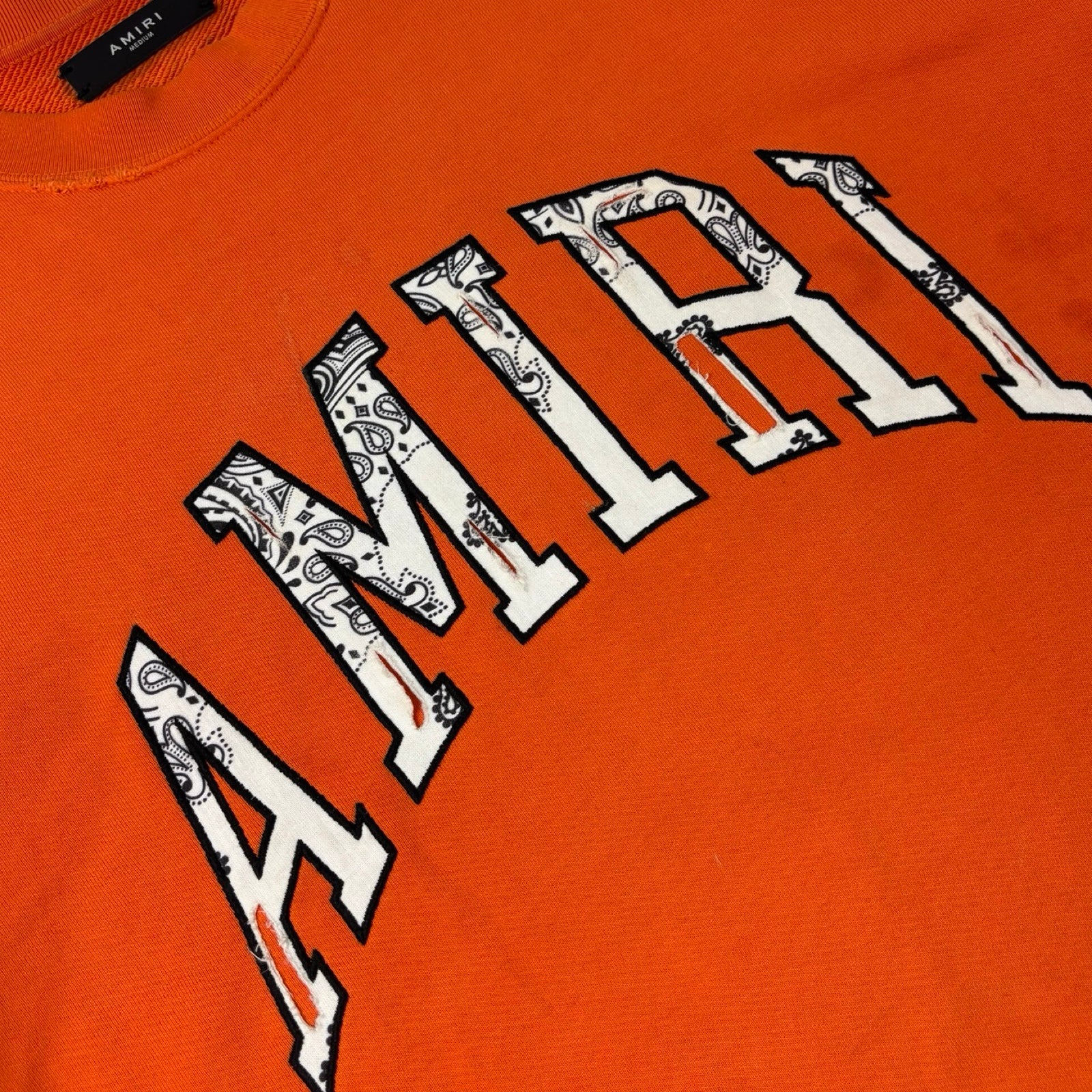 Amiri Bandana Applique Logo Crewneck Orange
