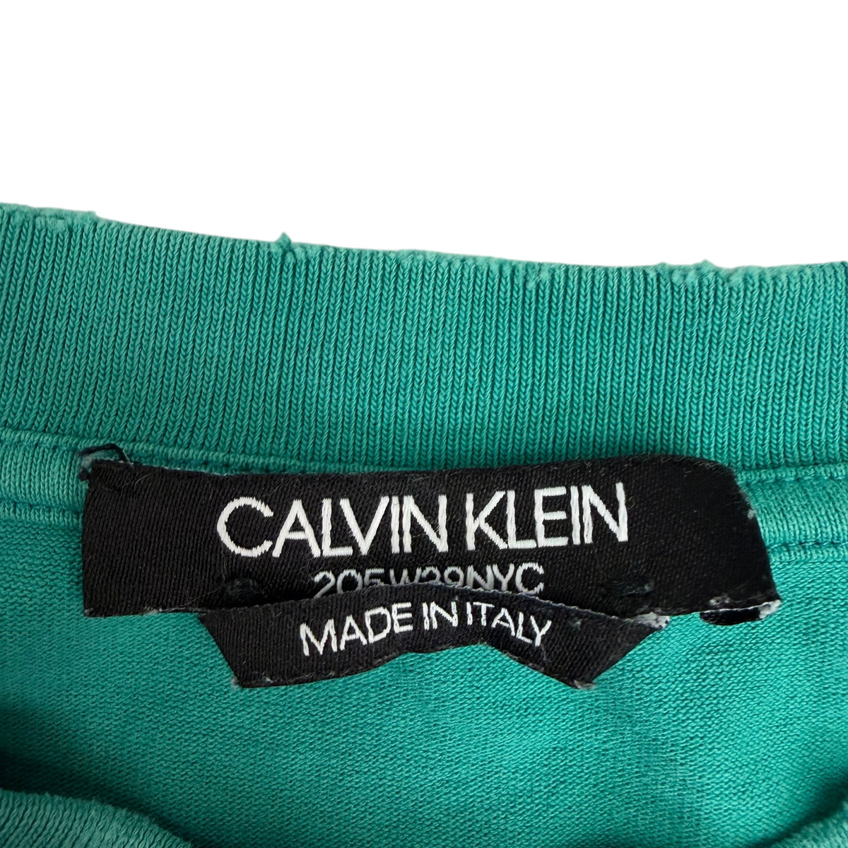 Calvin Klein 205W39NYC By Raf Simons Oversized Embroidered Distressed Tee Turquoise