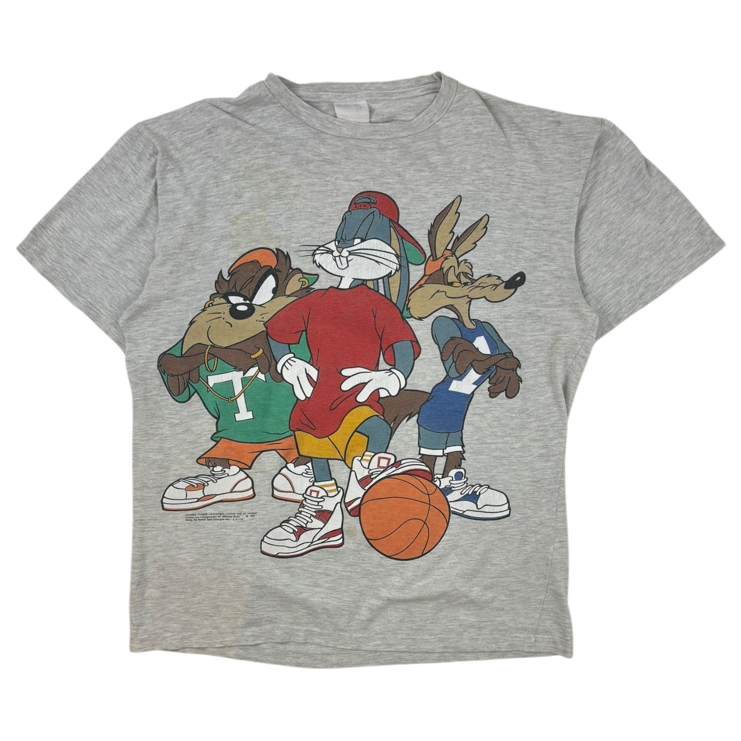 Vintage 1993 Looney Tunes Basketball Team T-Shirt Grey