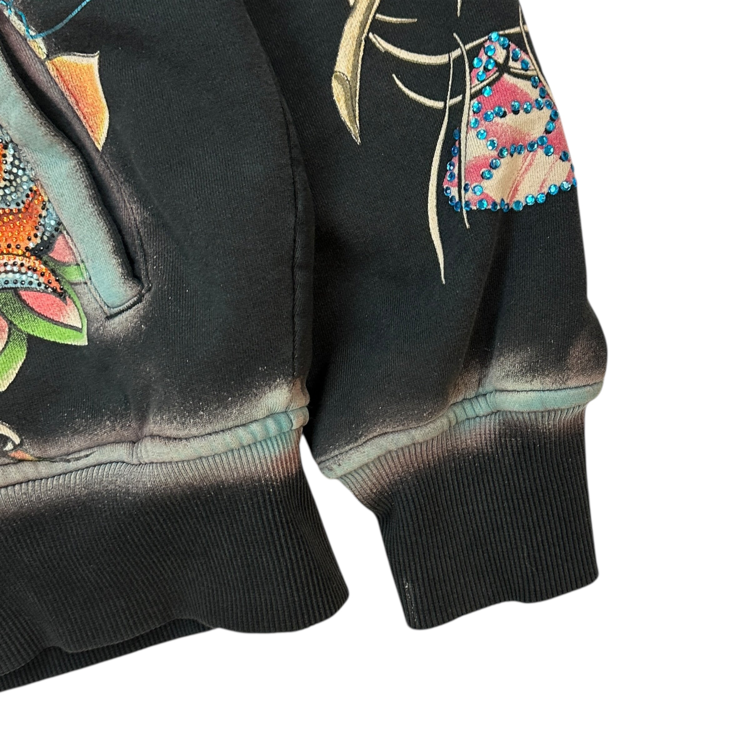 Vintage Y2K Christian Audigier Rhinestone Hoodie Black