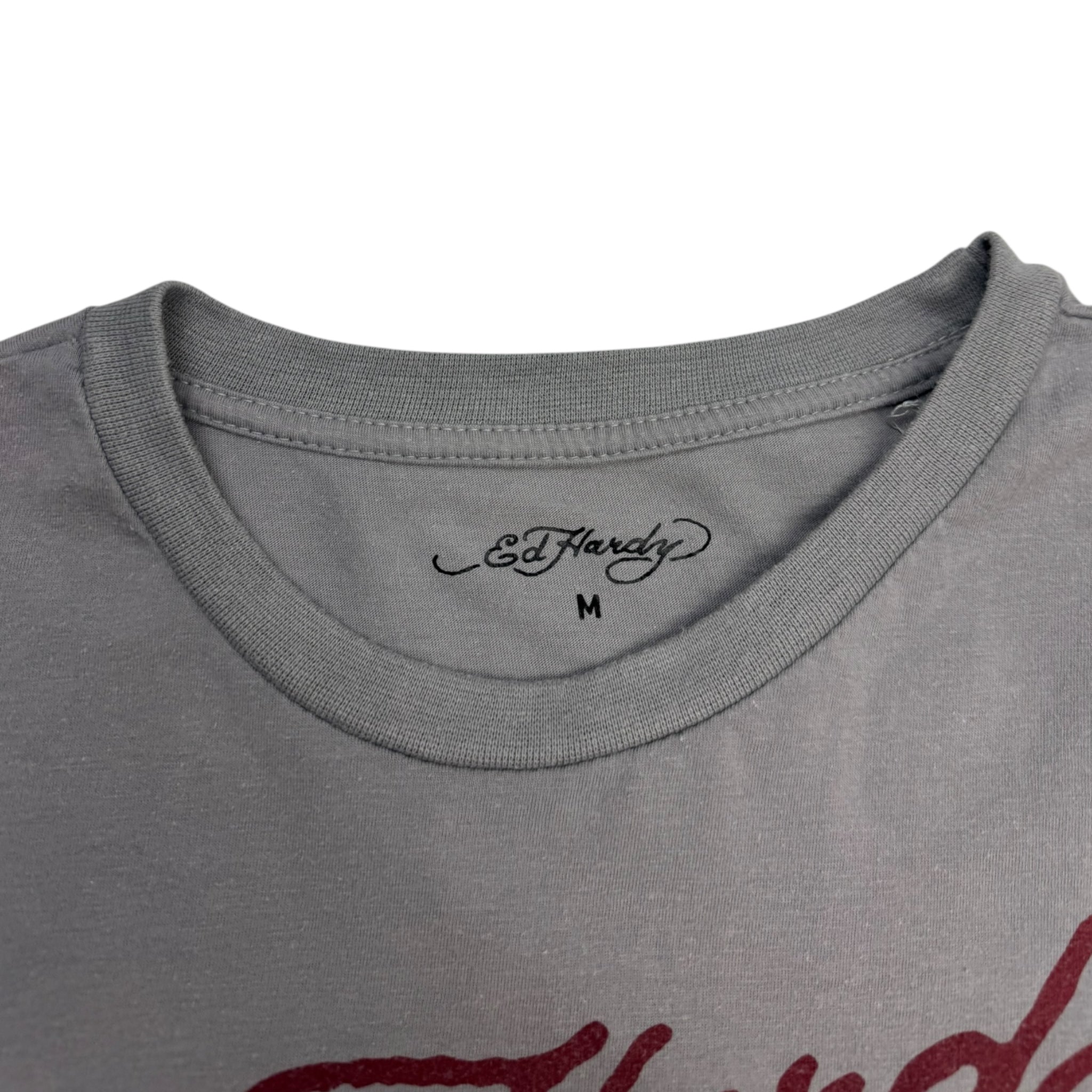 Y2K Ed Hardy Tiger Tattoo T-Shirt Grey